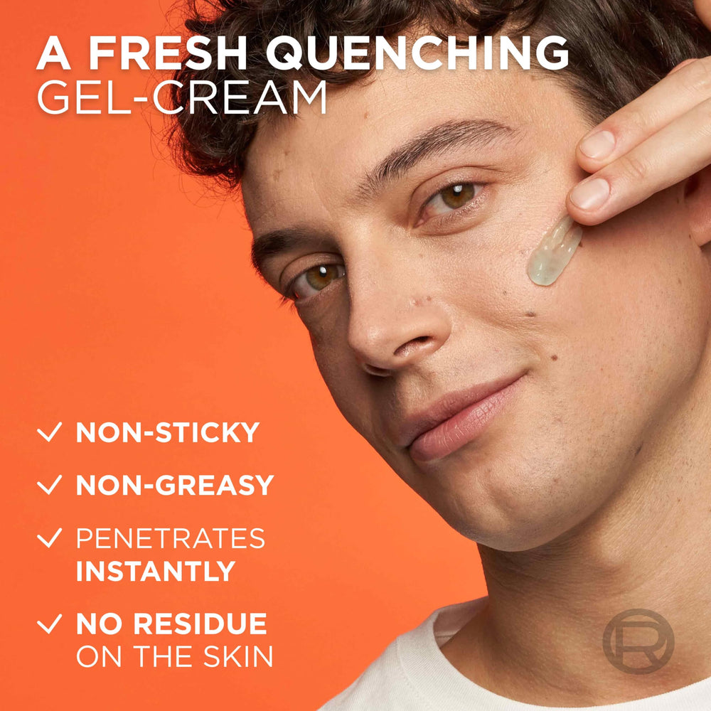 L'Oreal Men Expert being applied on hand showing quick absorption and matte finish