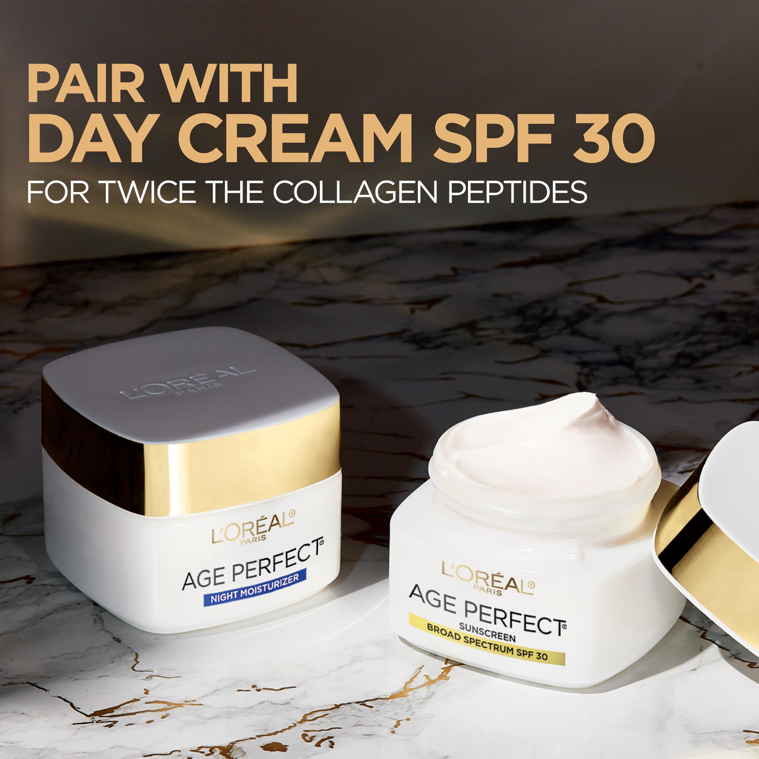 L'Oreal Paris jar on nightstand showing nighttime routine hydration benefit