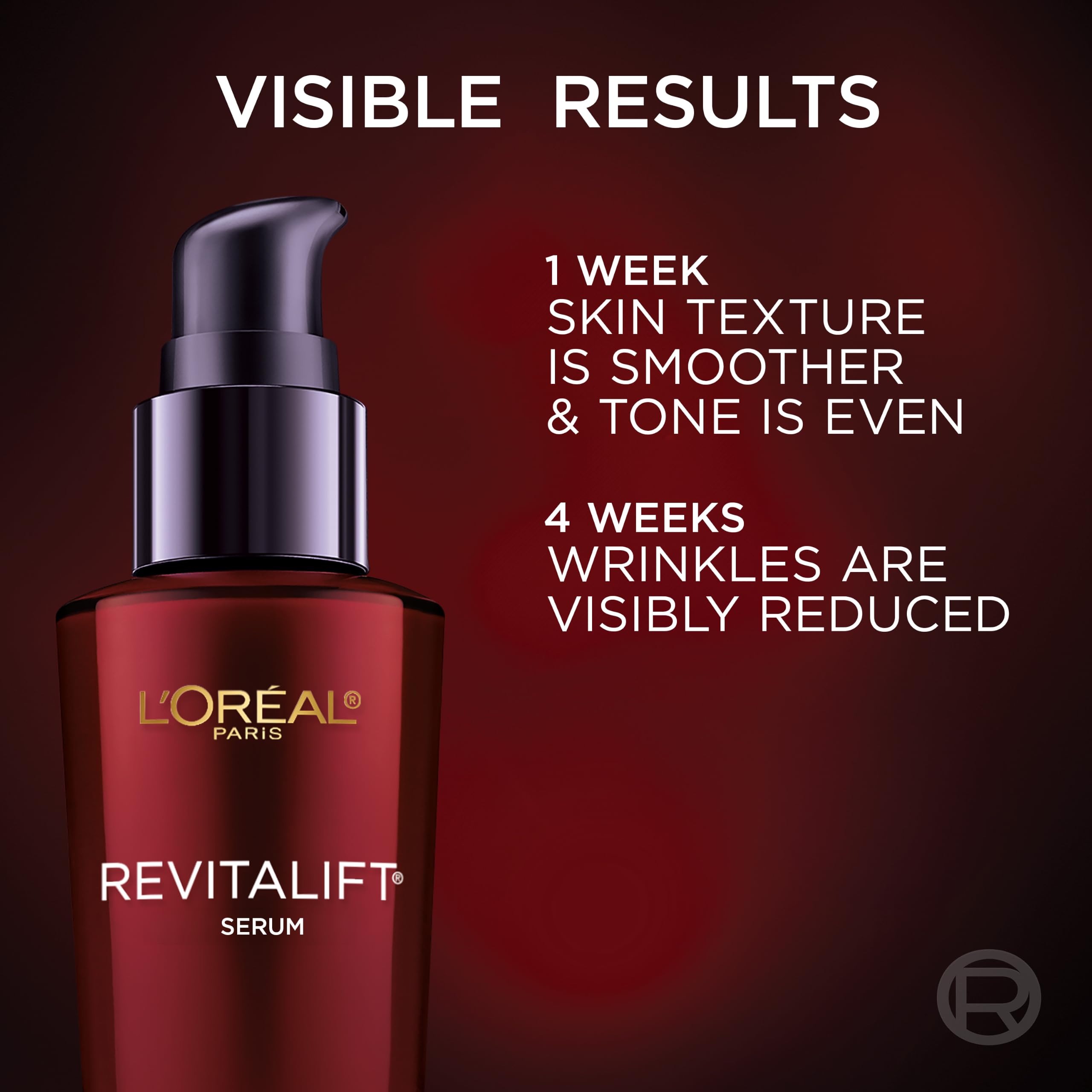 L'Oreal Paris applying serum to face and neck demonstrating firming benefit