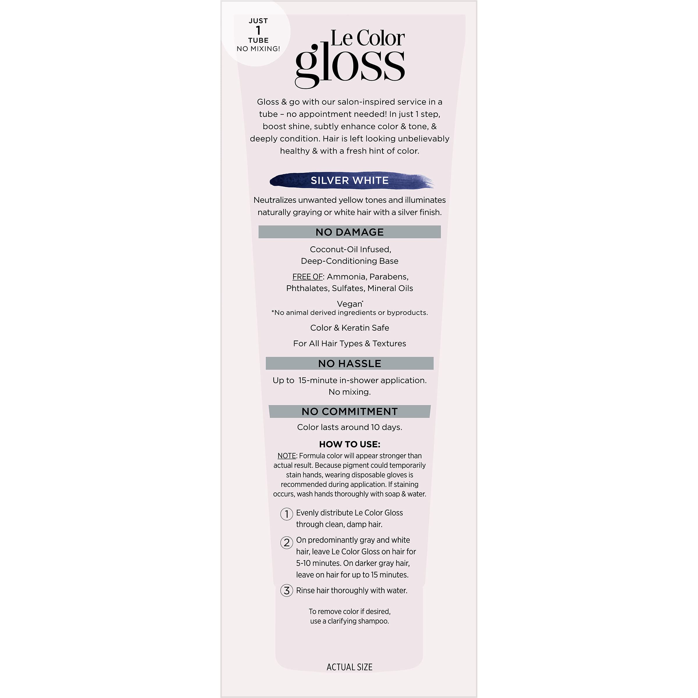 Applying L'Oreal Paris gloss in the shower on wet hair for mess-free toning benefit