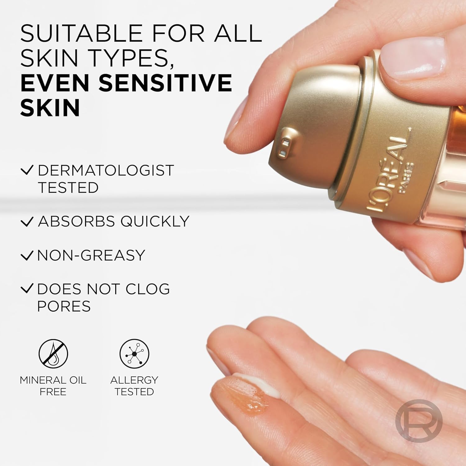 L'Oreal Paris before and after illustration showing improved tone and radiance