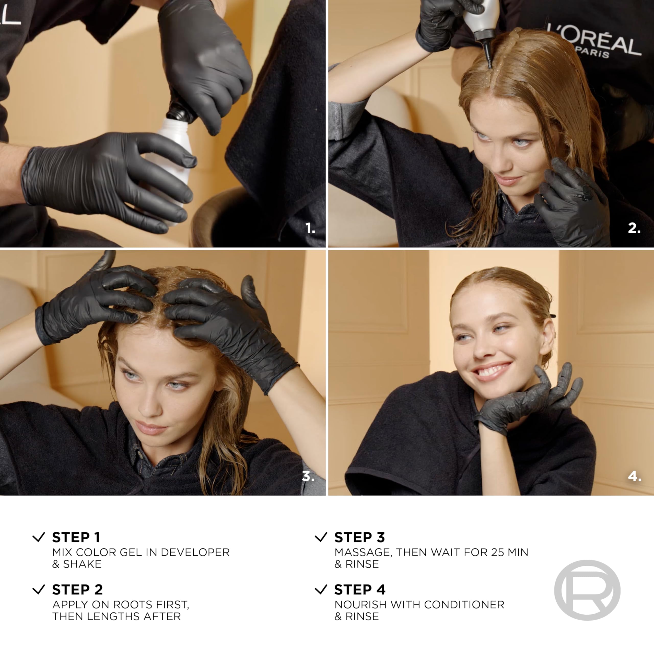 L'Oreal Paris before and after hair transformation demonstrating rich auburn radiance