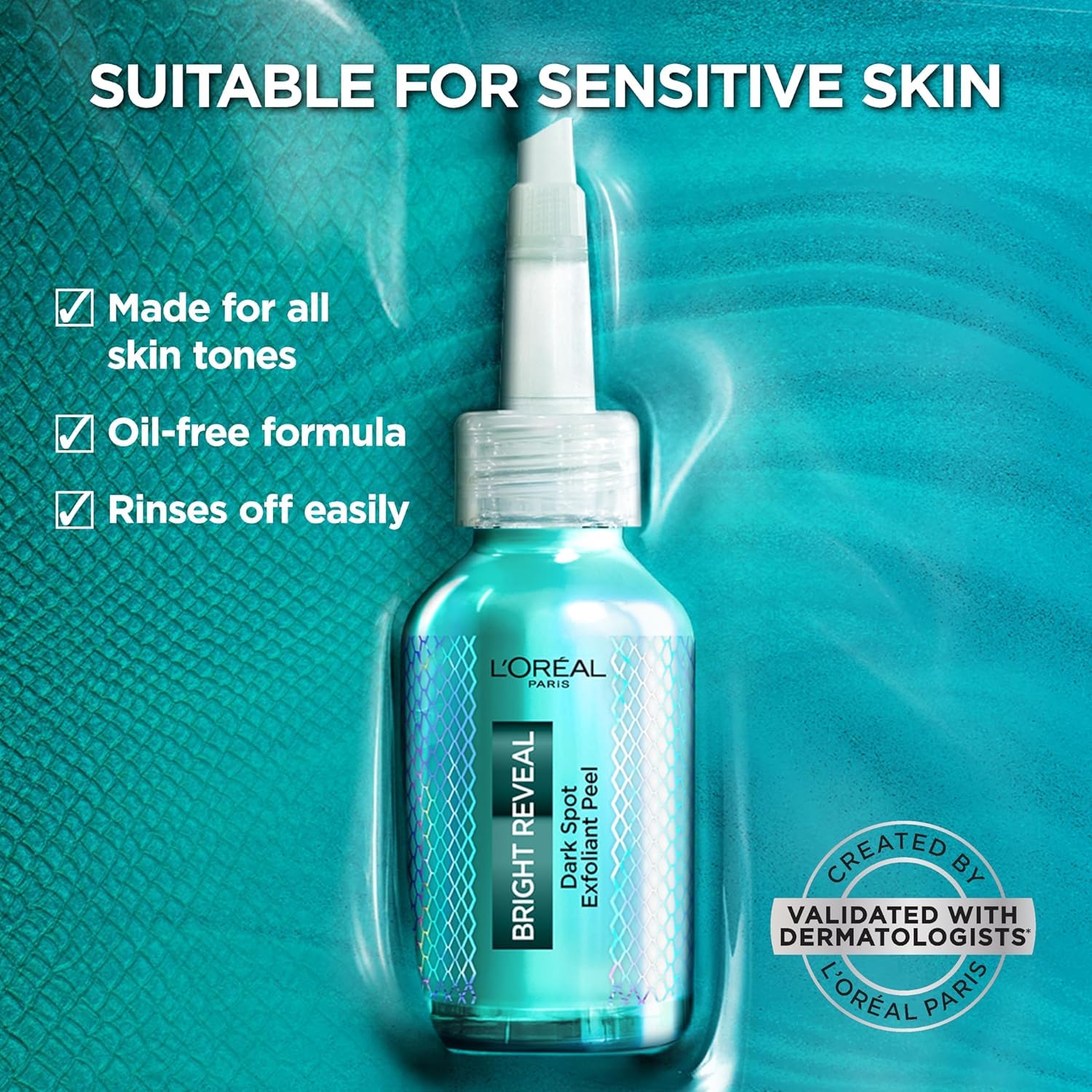 L'Oreal Paris before and after skin panels showing visible brightening