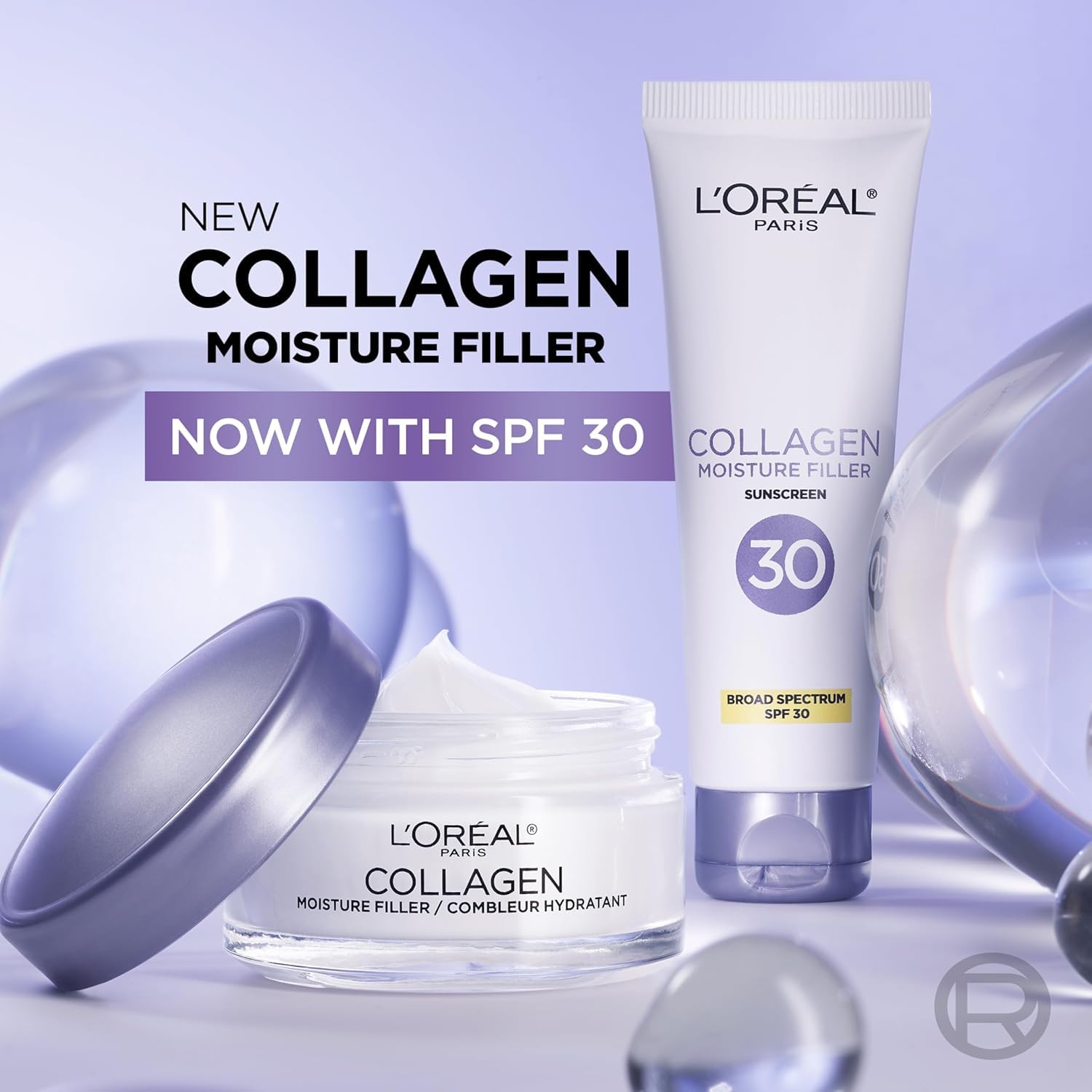 L'Oreal Paris jar beside nighttime skincare items for PM routine benefit