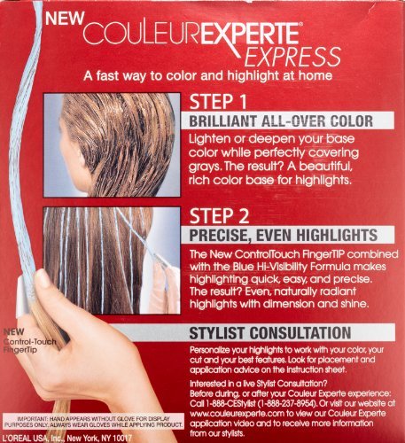 L'Oreal Paris kit in use with hand applying highlights for natural dimension