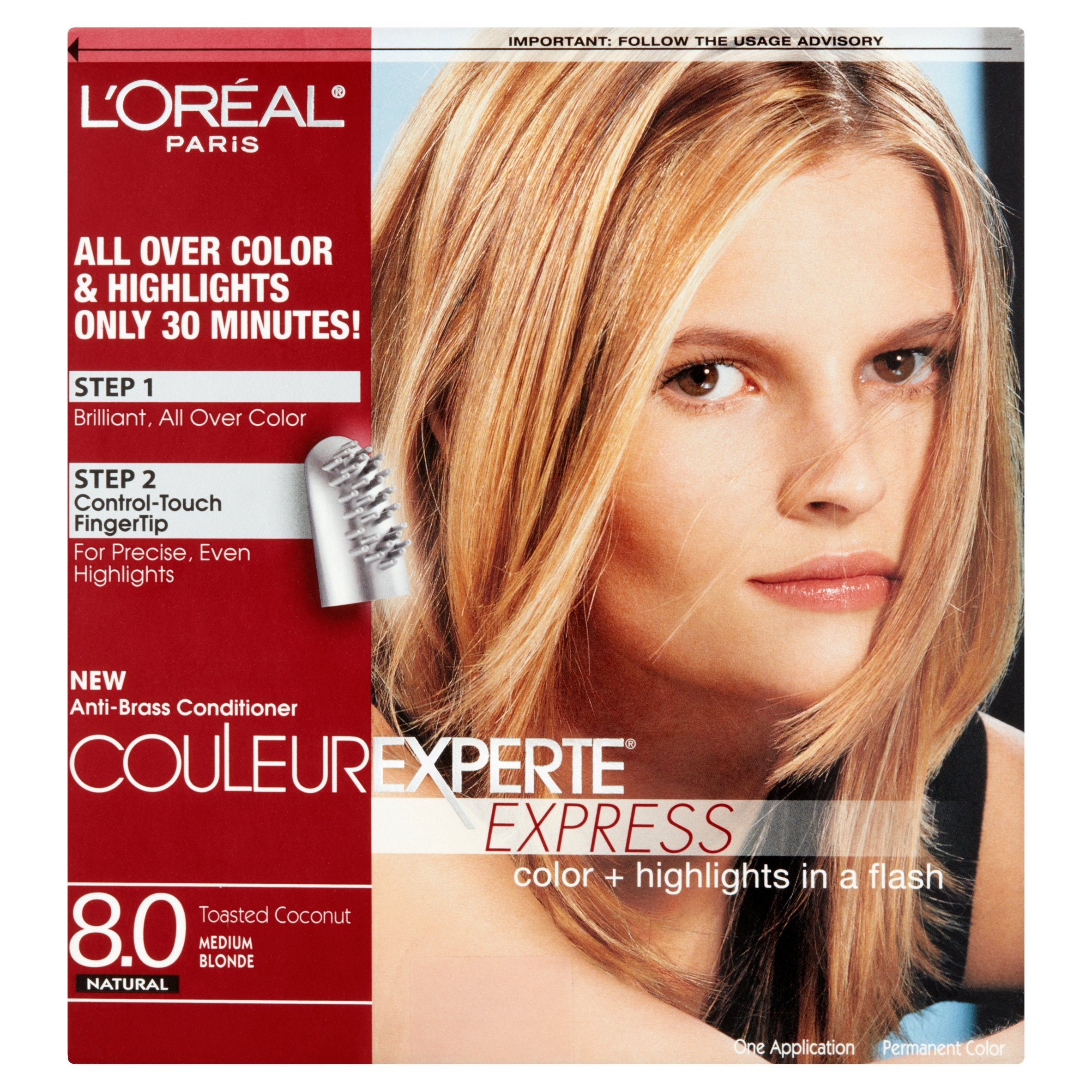 L'Oreal Paris Couleur Experte front box showing Toasted Coconut kit and benefits