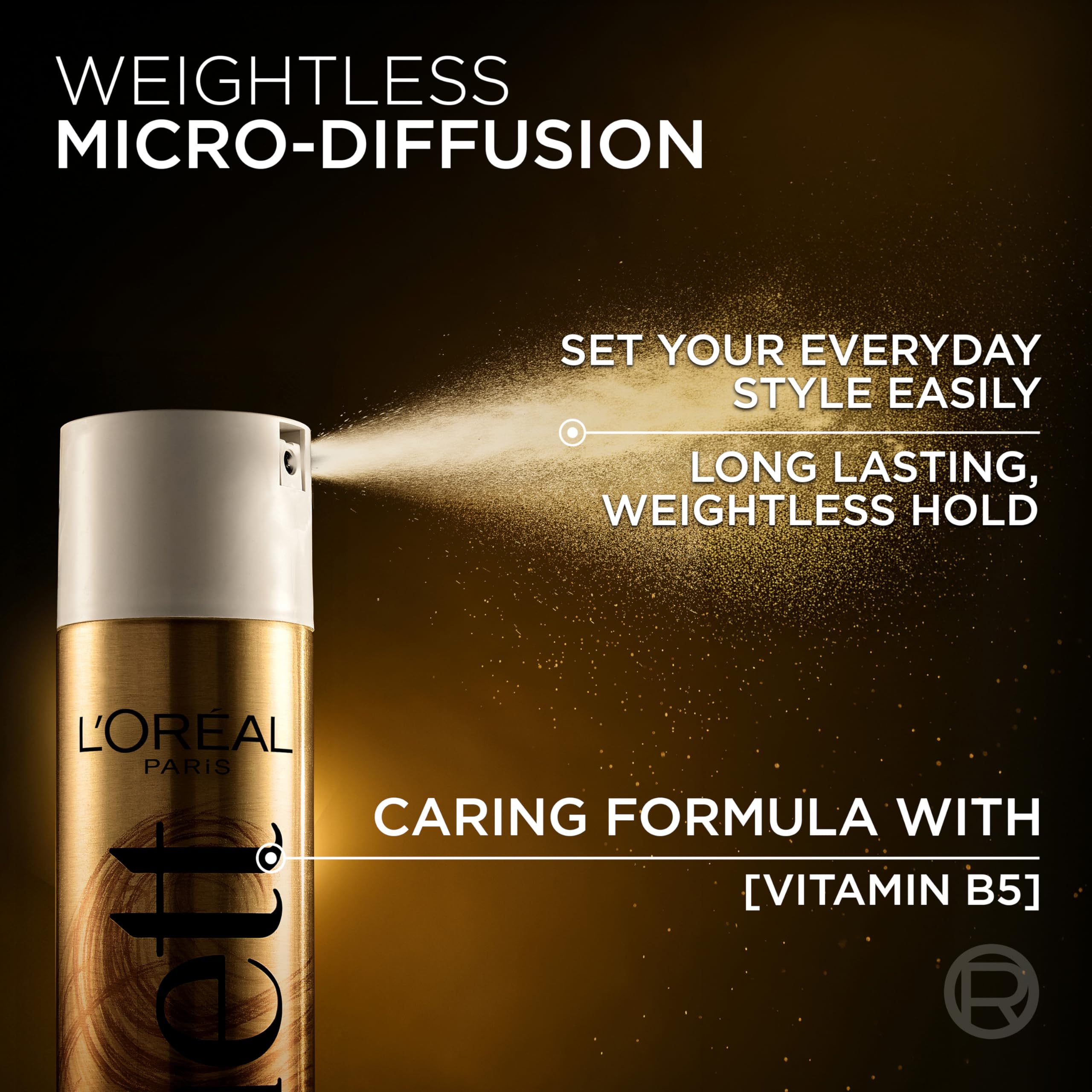 L'Oreal Paris Elnett holding a polished updo with frizz-free shine