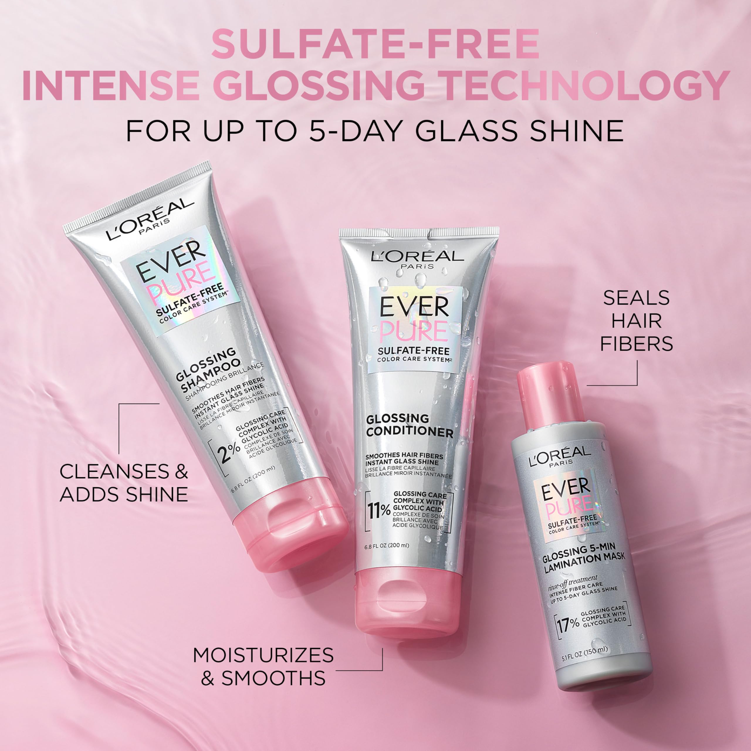 L'Oreal Paris EverPure shampoo foam texture showing gentle cleansing benefit