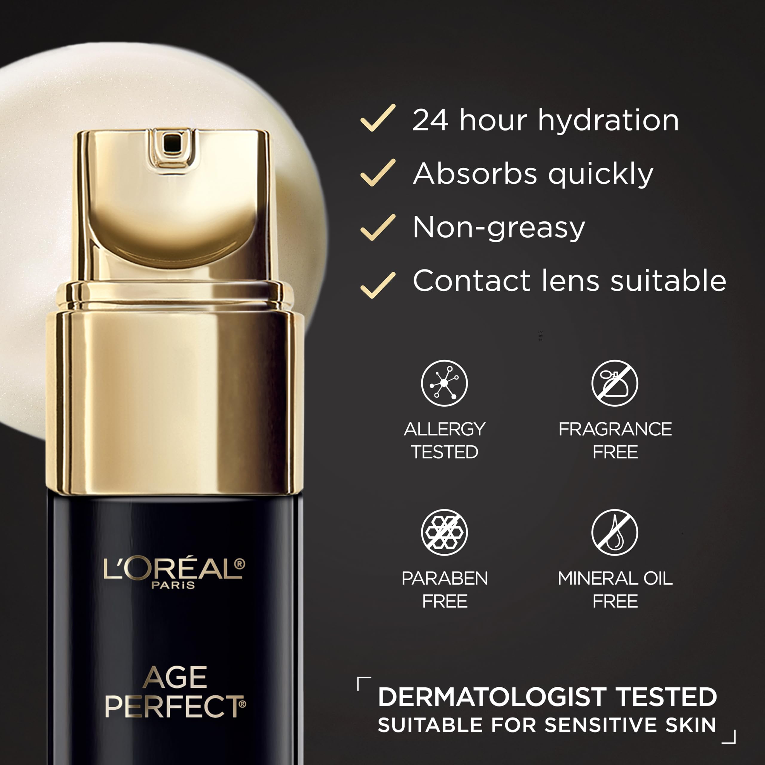 Applying L'Oreal Paris eye cream under eye to reduce puffiness and hydrate