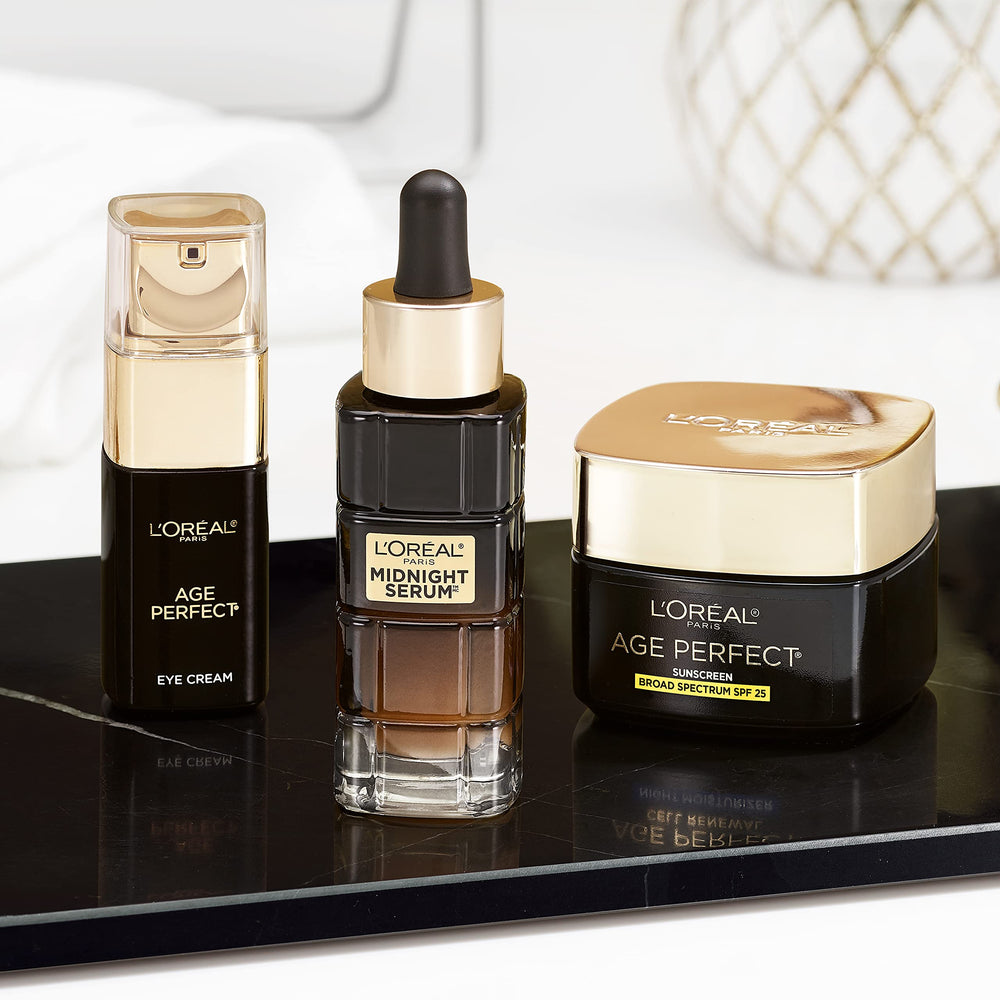 Lifestyle bathroom shelf with L'Oreal Paris eye cream for daily routine appeal