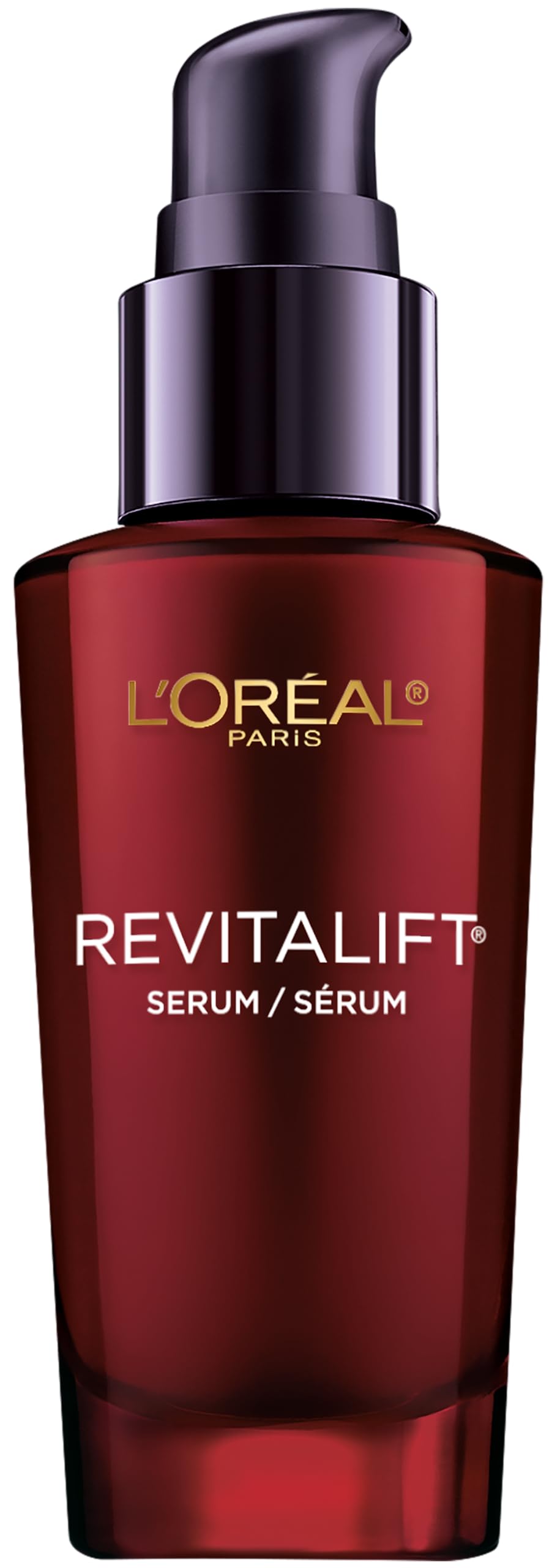 L'Oreal Paris front bottle showing product packaging and clear anti-aging benefit