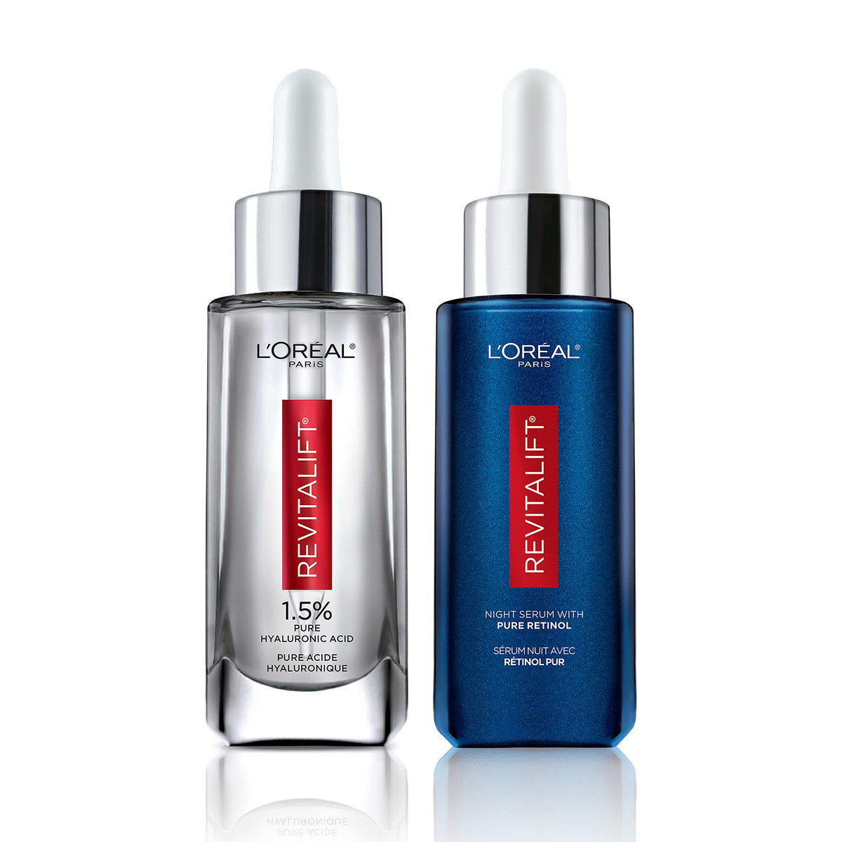 L'Oreal Paris front packaging showing both serums and kit benefits