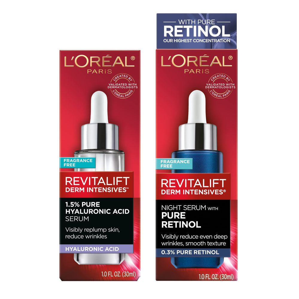 L'Oreal Paris hyaluronic serum dropper demonstrating lightweight texture and hydration