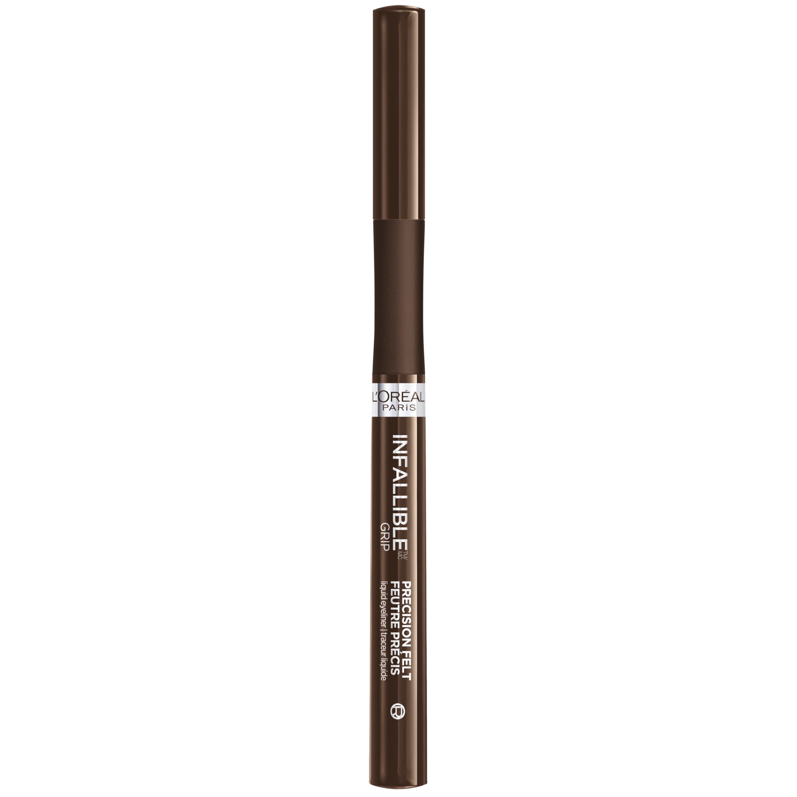L'Oreal Paris brown shade compared to black illustrating softer definition