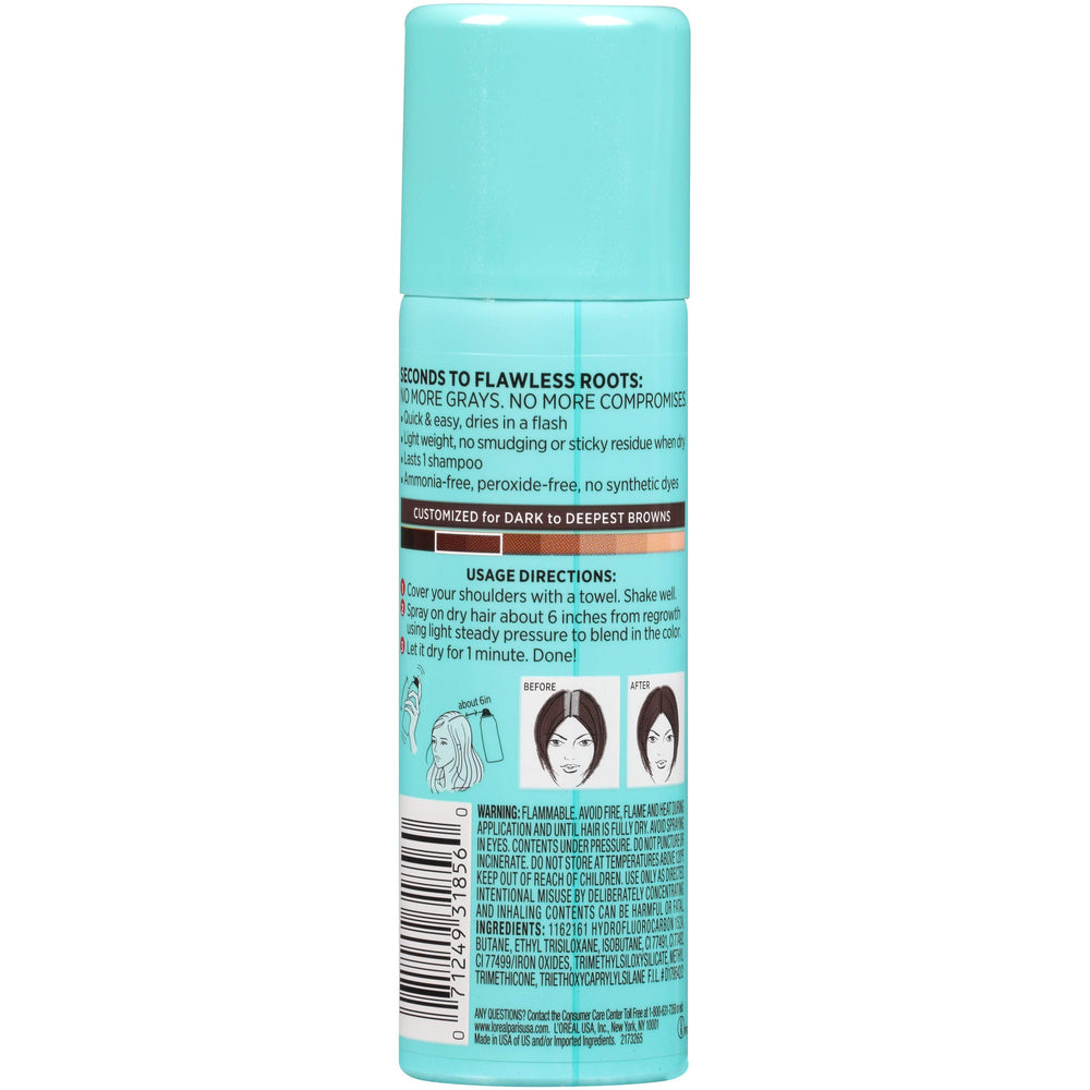 L'Oreal Paris close-up of aerosol nozzle, precise application control for roots
