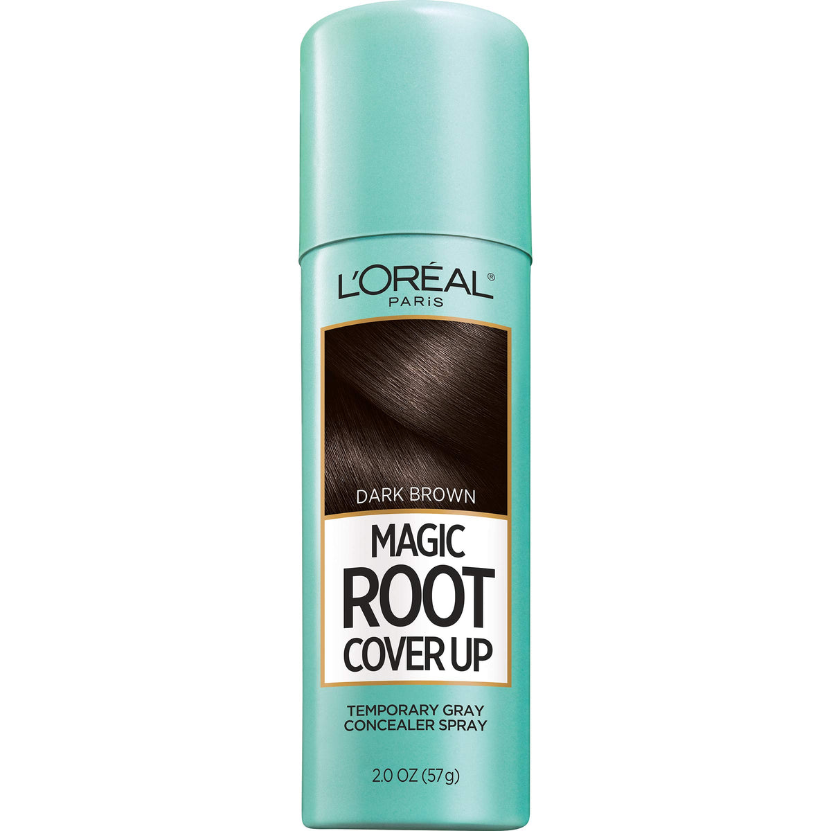 L'Oreal Paris front packaging showing dark brown root spray, convenient quick touch-up