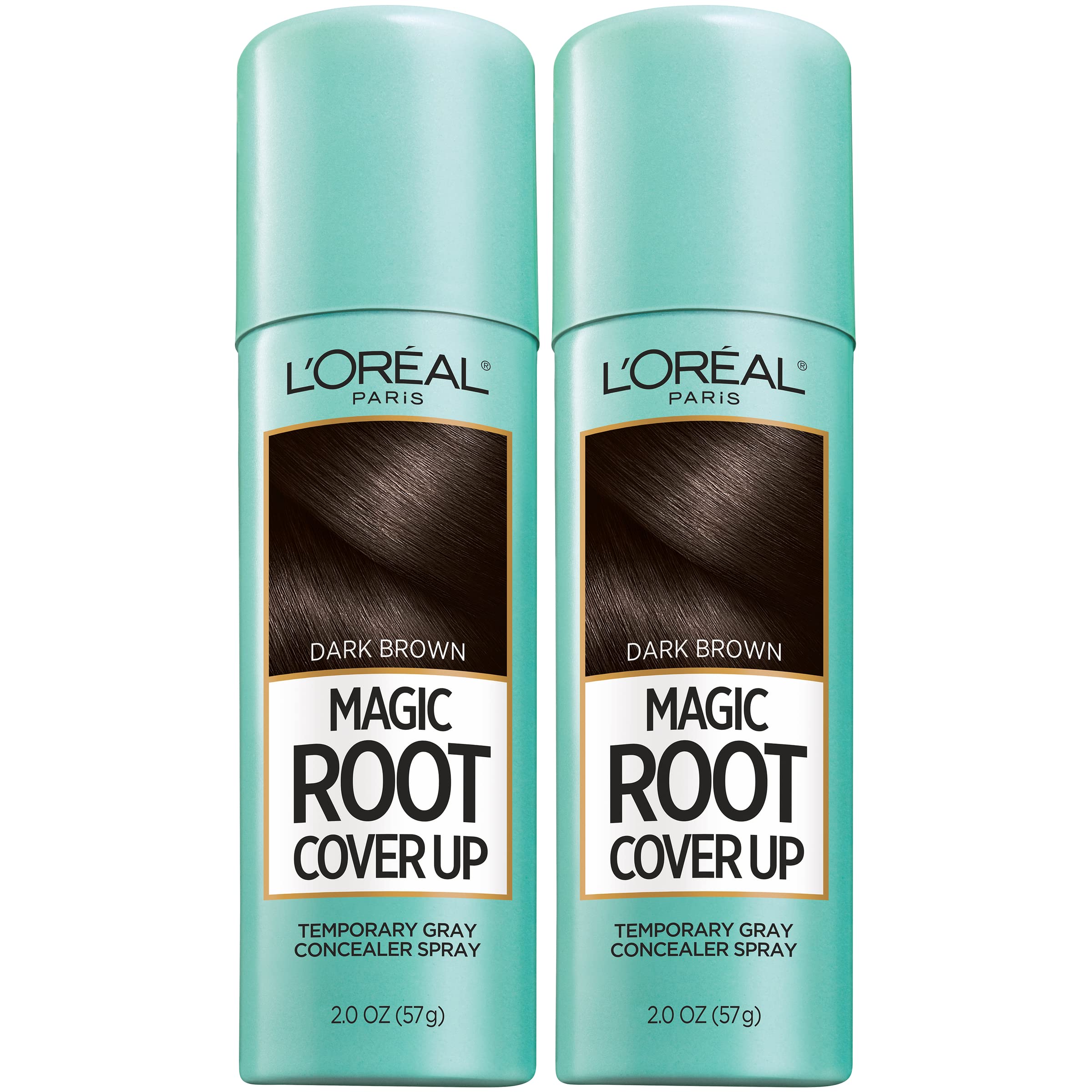 L'Oreal Paris front packaging showing size and shade, easy travel spray benefit