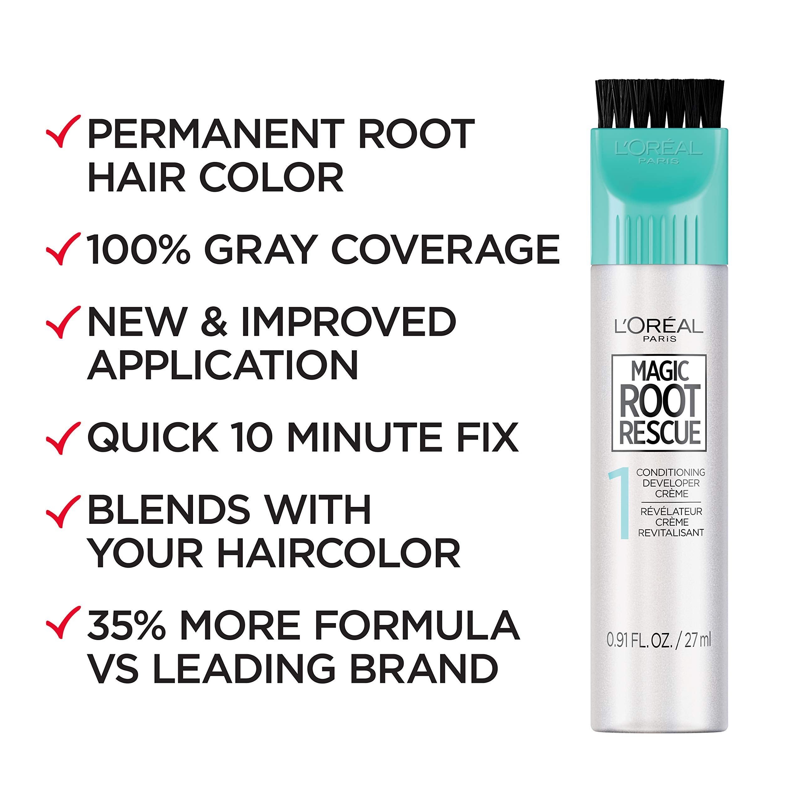 L'Oreal Paris precision brush close-up showing soft tip for accurate root application