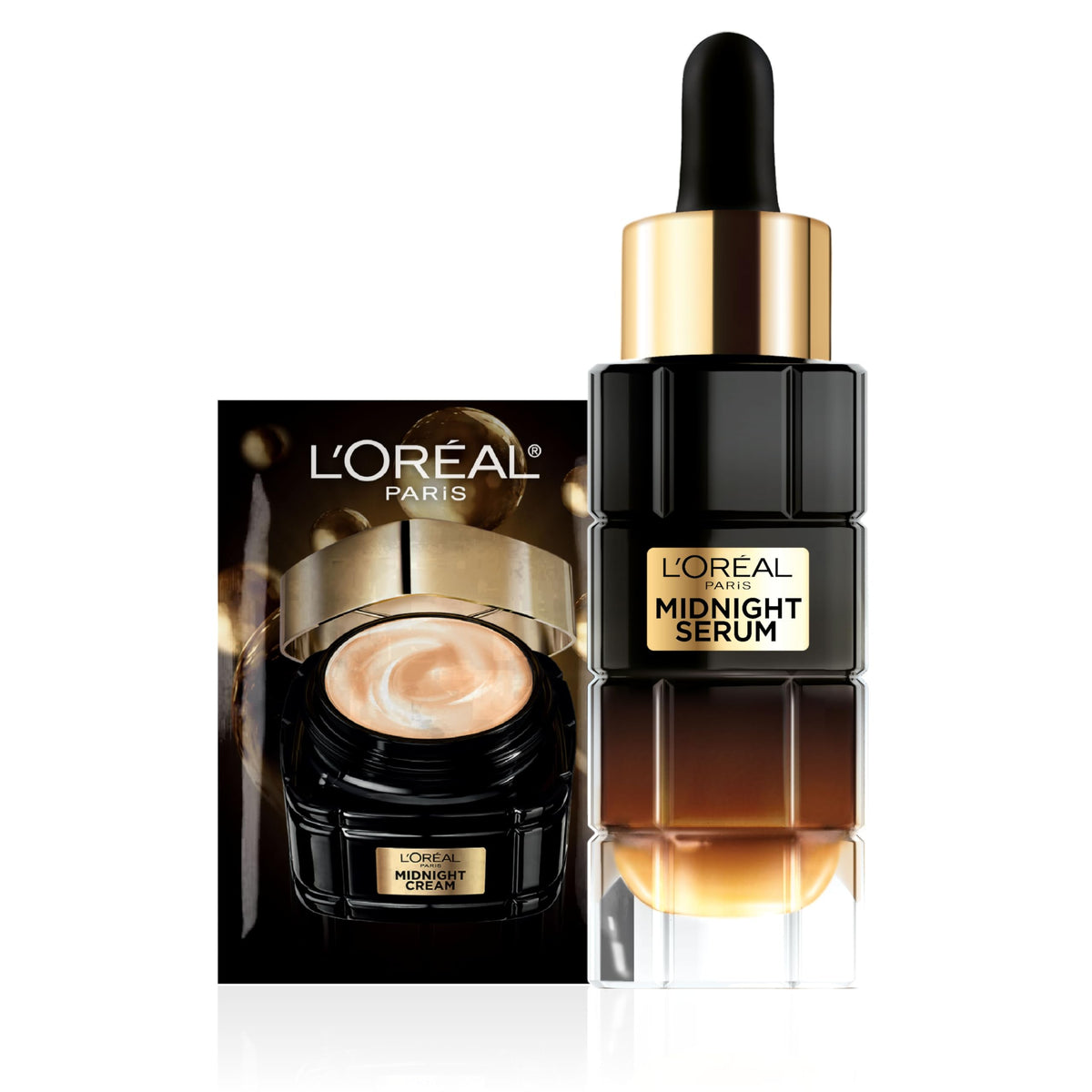 L'Oreal Paris front packaging showing bottle and box, conveys luxury