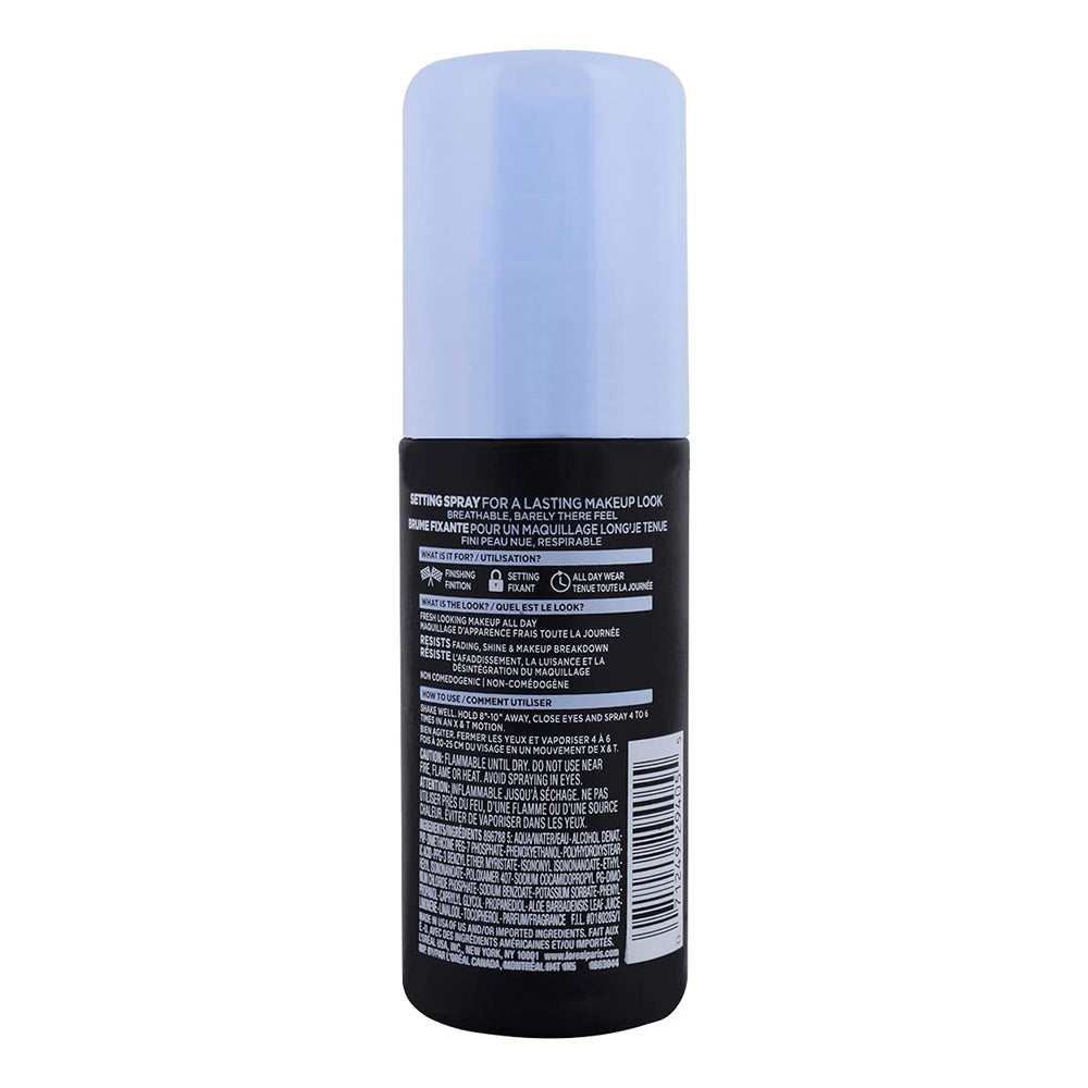 L'Oreal Paris mist on skin texture illustrating lightweight, non-sticky finish