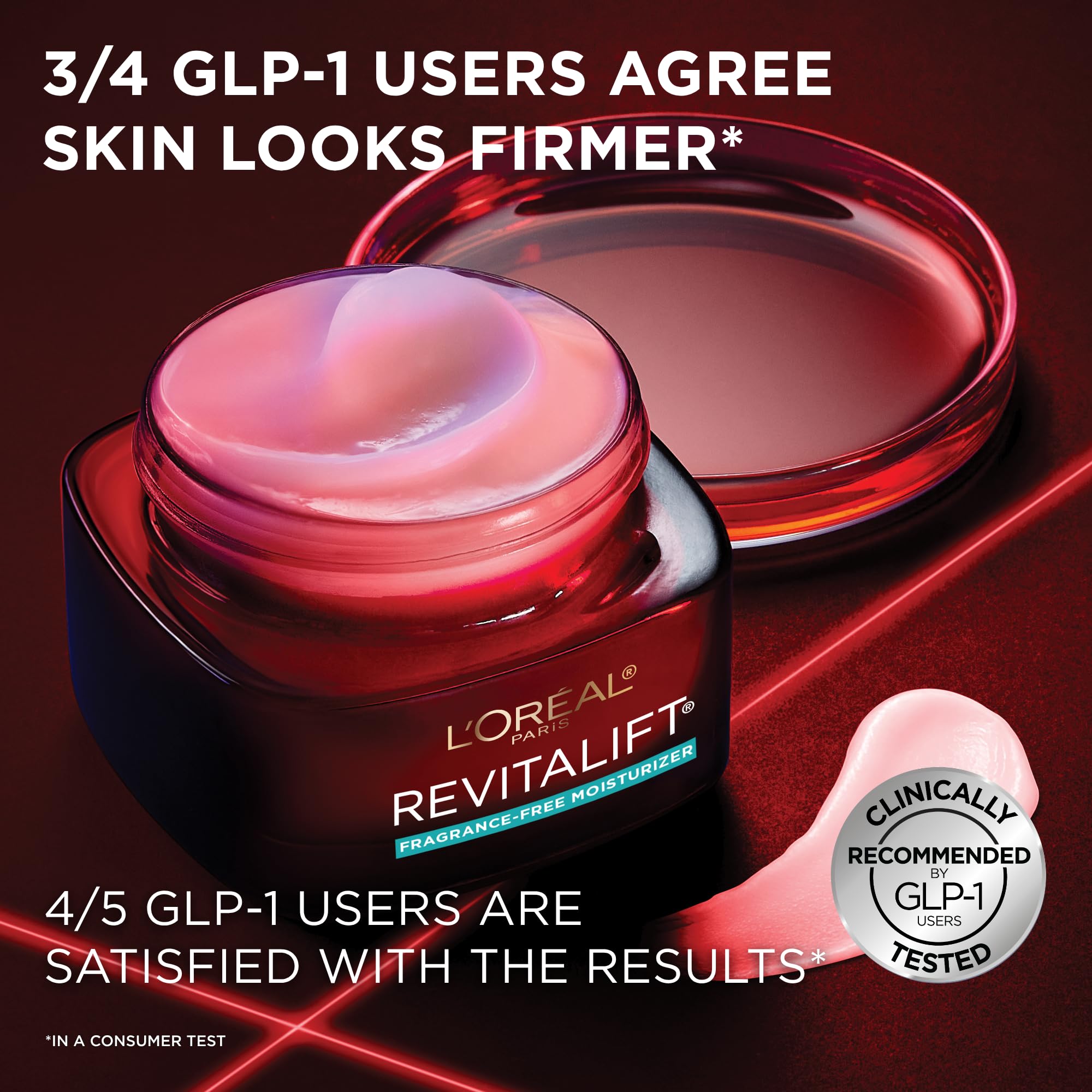 L'Oreal Paris cream close-up highlighting smooth, fast-absorbing texture