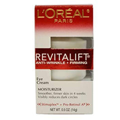 L'Oreal Paris Revitalift eye cream front packaging showing product and benefits