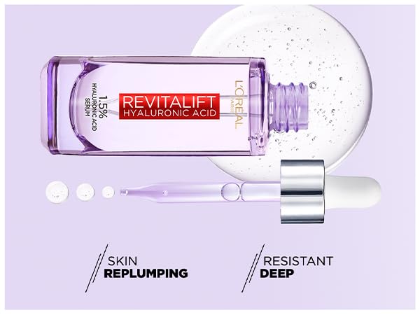 L'Oreal Paris applying serum to cheek to demonstrate plumping effect