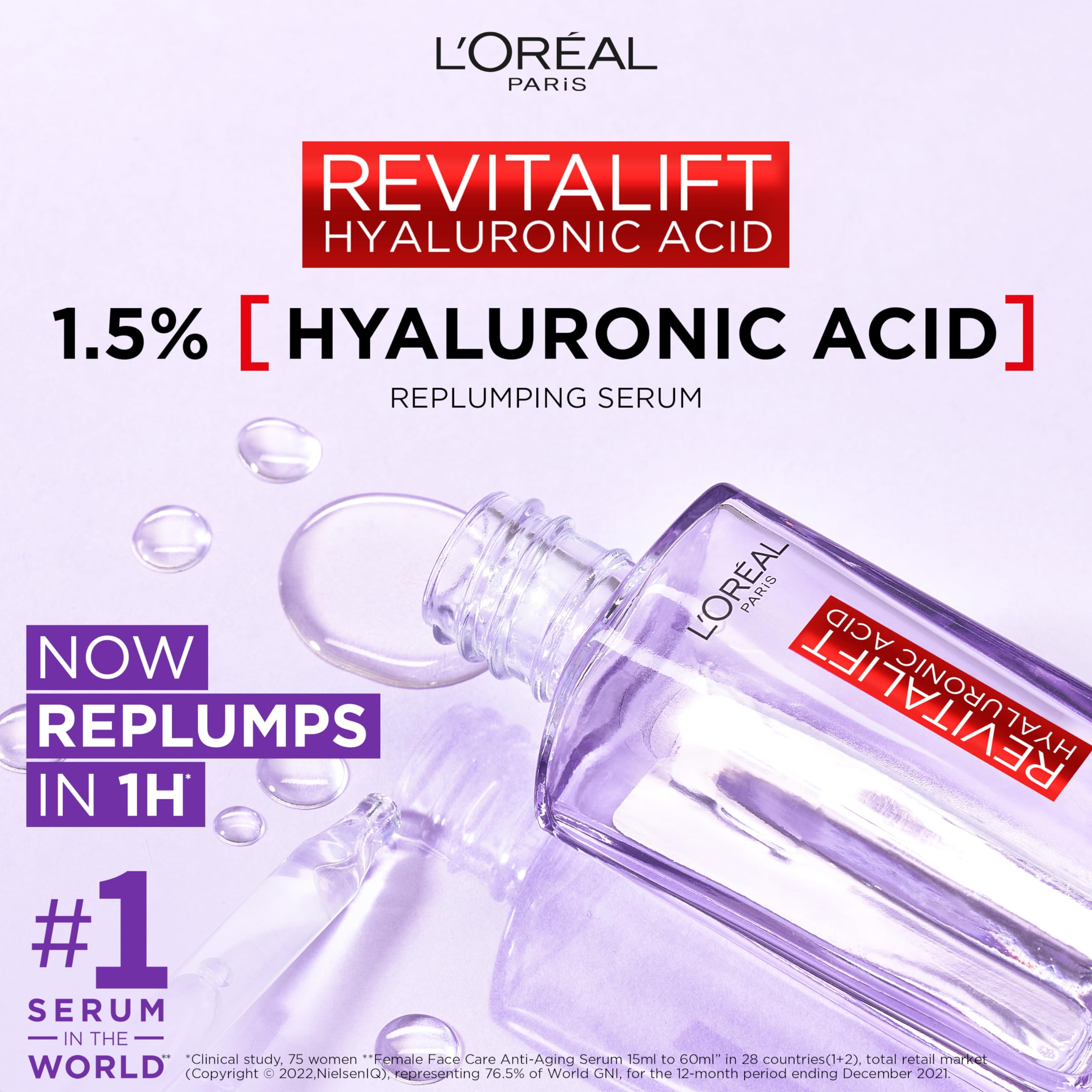 L'Oreal Paris serum texture close-up illustrating lightweight absorption