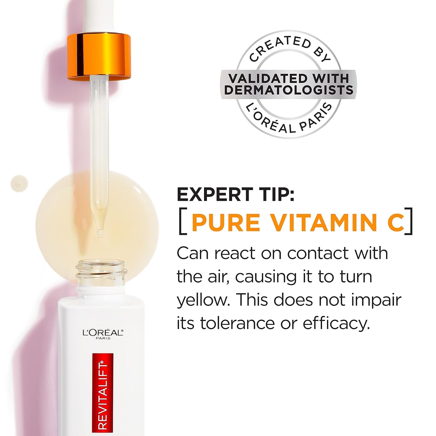 L'Oreal Paris ingredient callout showing vitamin C clarity benefit