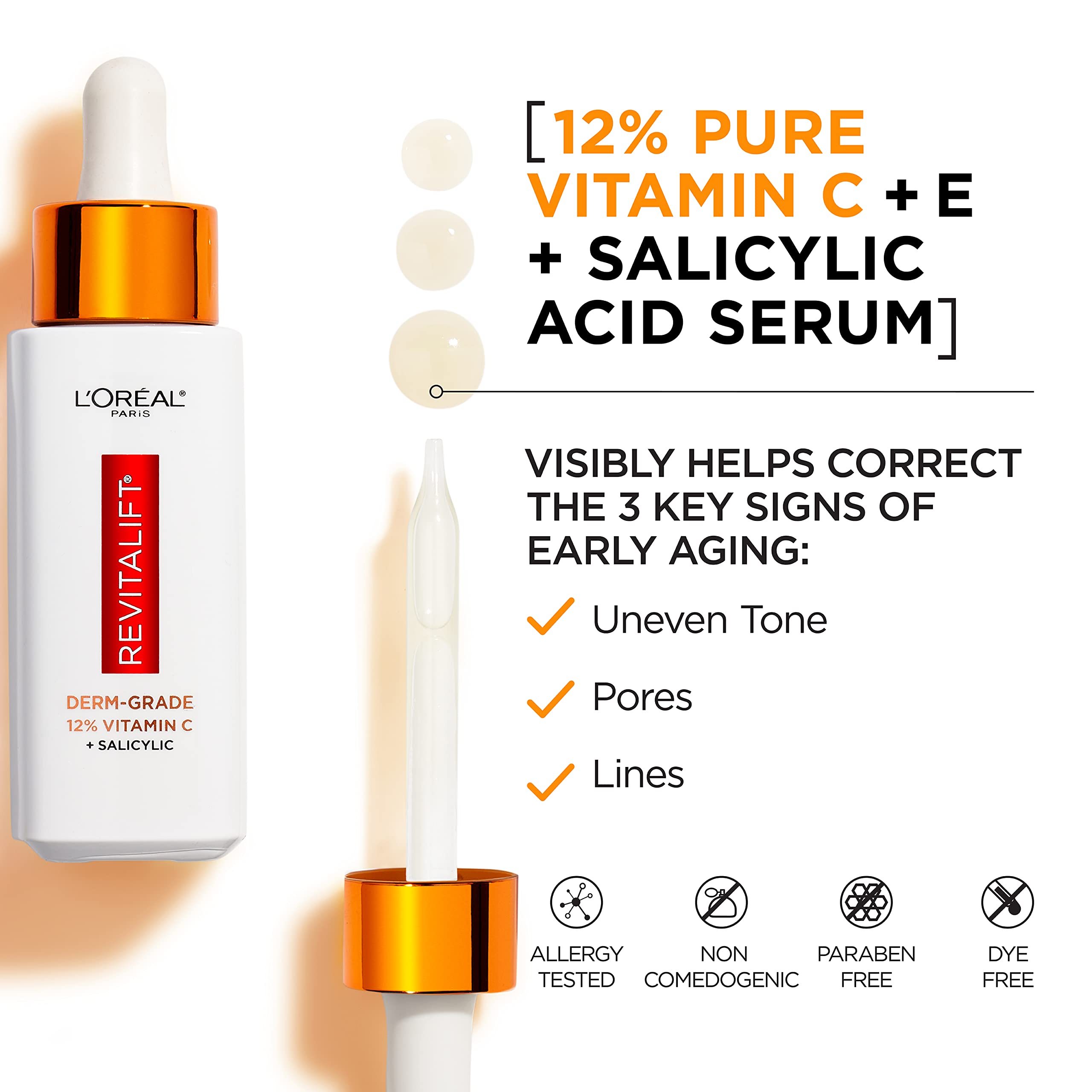 L'Oreal Paris serum texture close-up showing lightweight absorption benefit