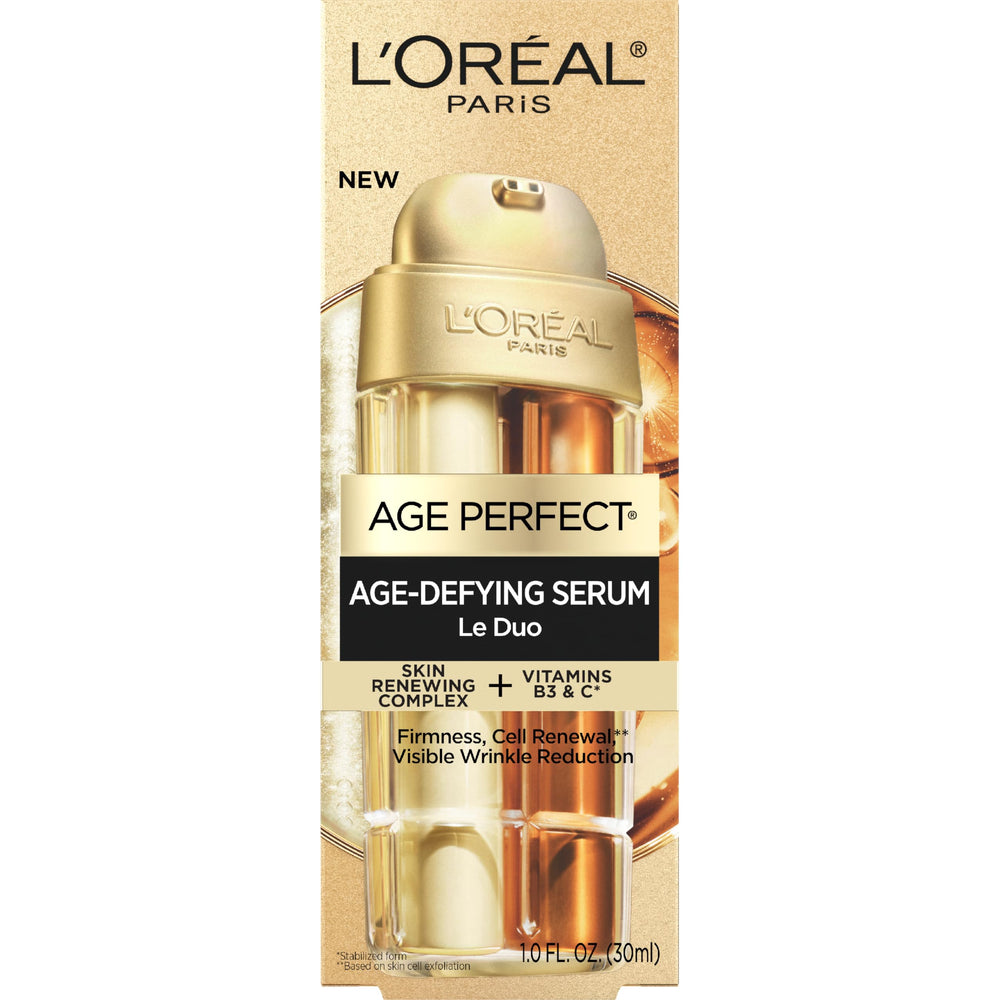 L'Oreal Paris sample and main bottle in box showing added trial convenience