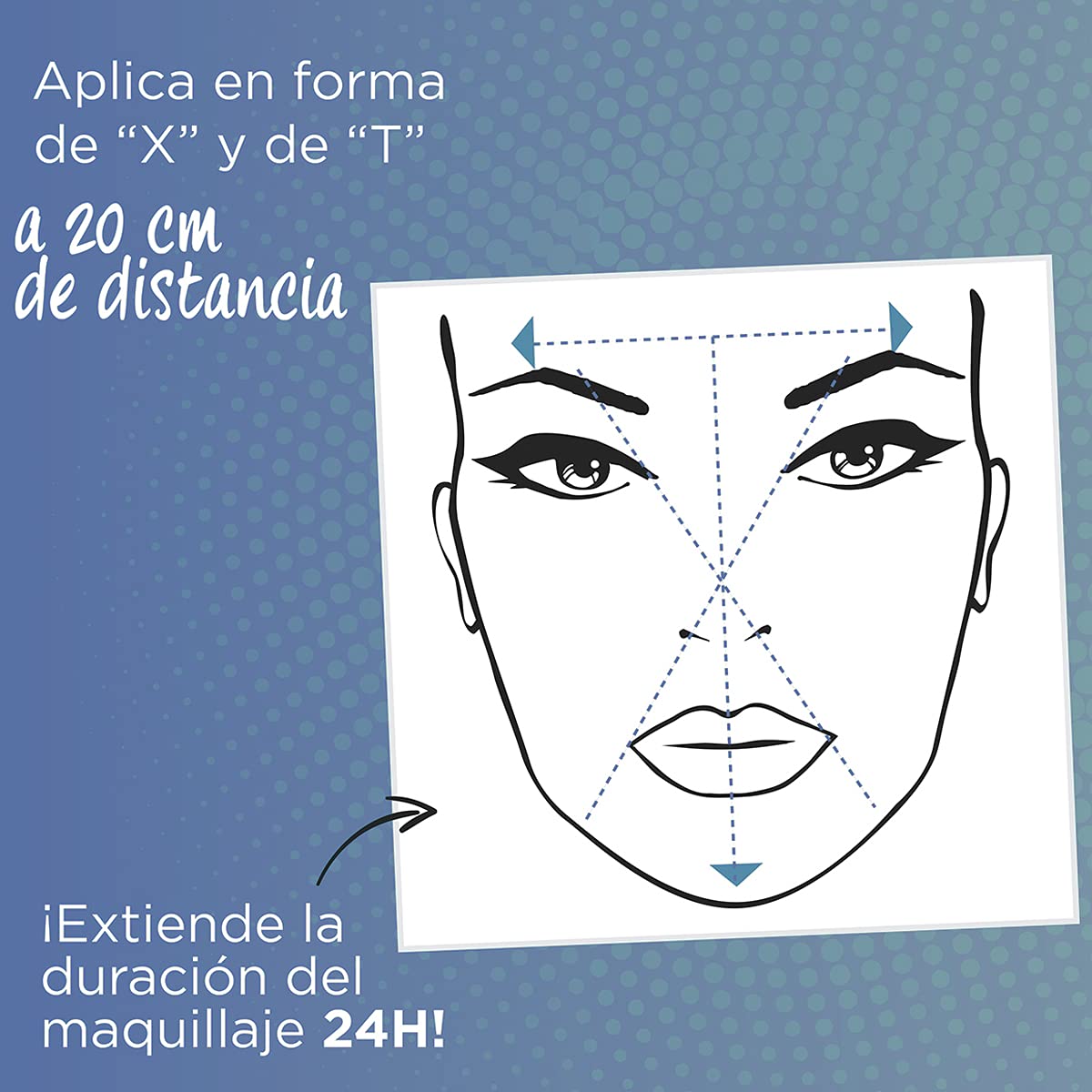 L'Oreal Paris spray in use demonstrating X and T motion application technique