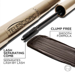 L'Oreal Paris application on model demonstrating extended, separated lashes