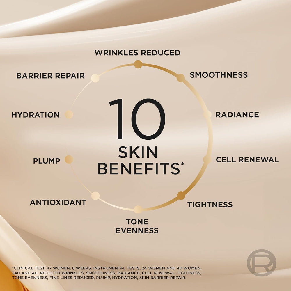 L'Oreal Paris dispensed serum swirl showing textures for immediate hydration
