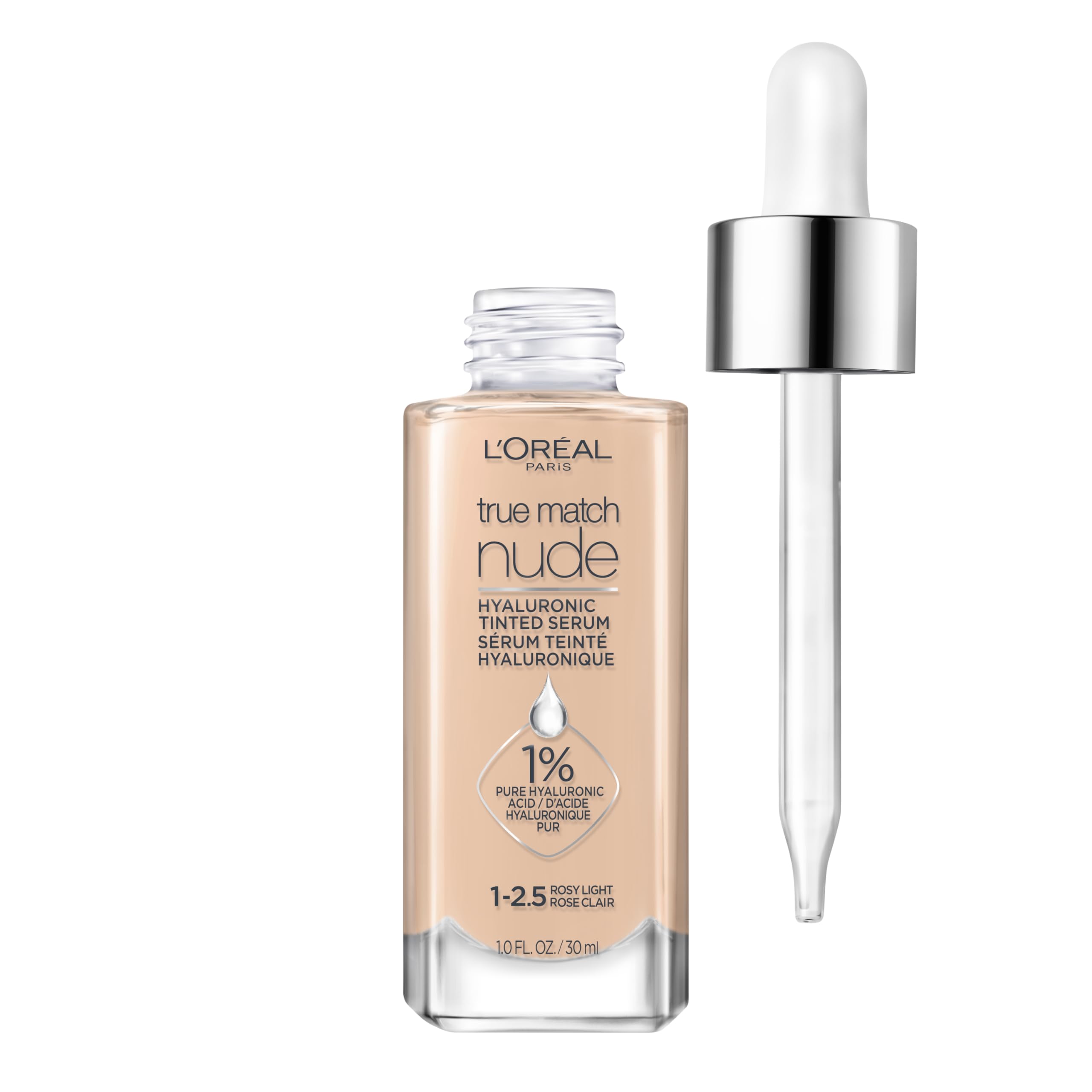 L'Oreal Paris front bottle view showing sleek packaging and easy pouring benefit