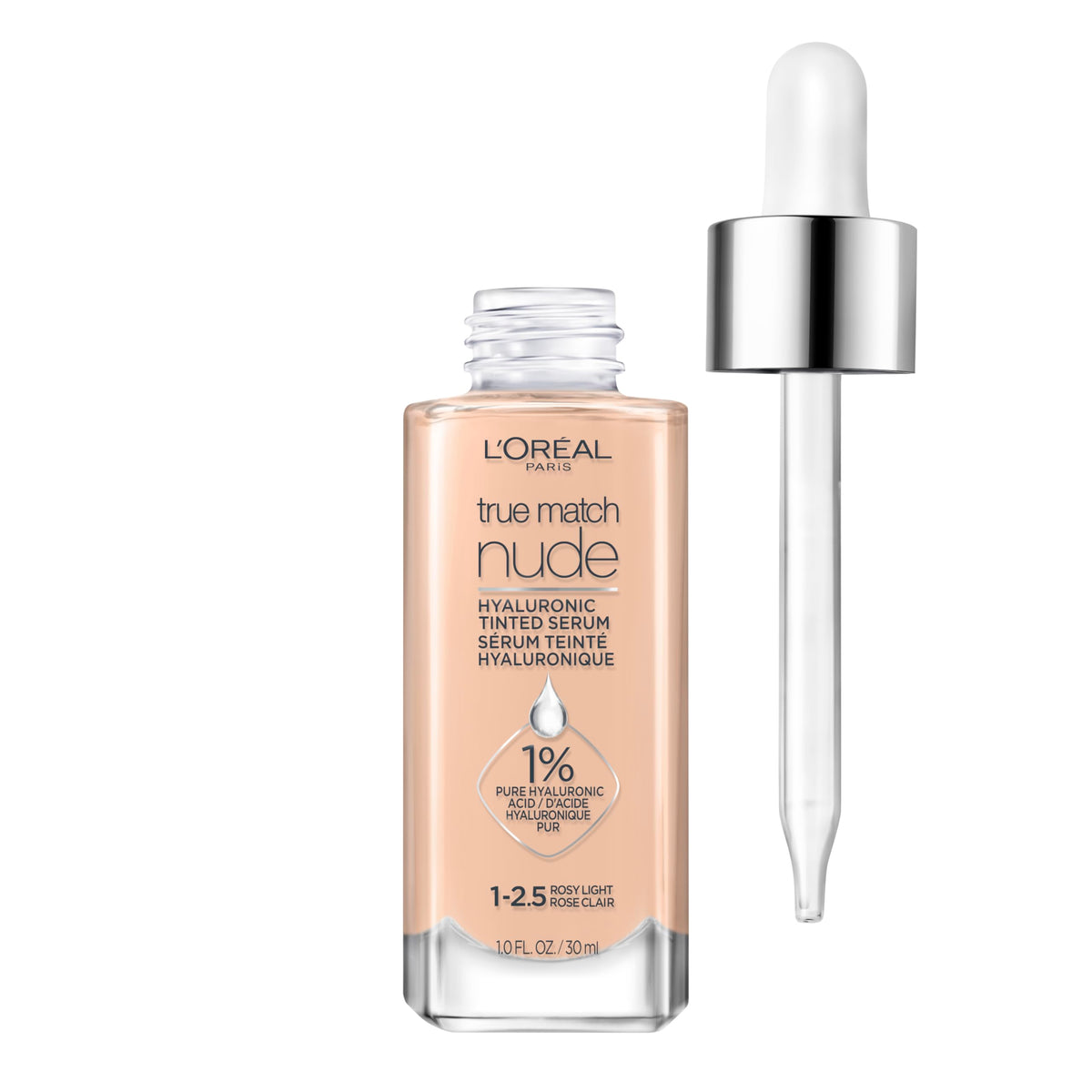 L'Oreal Paris front bottle view showing sleek packaging and easy pouring benefit