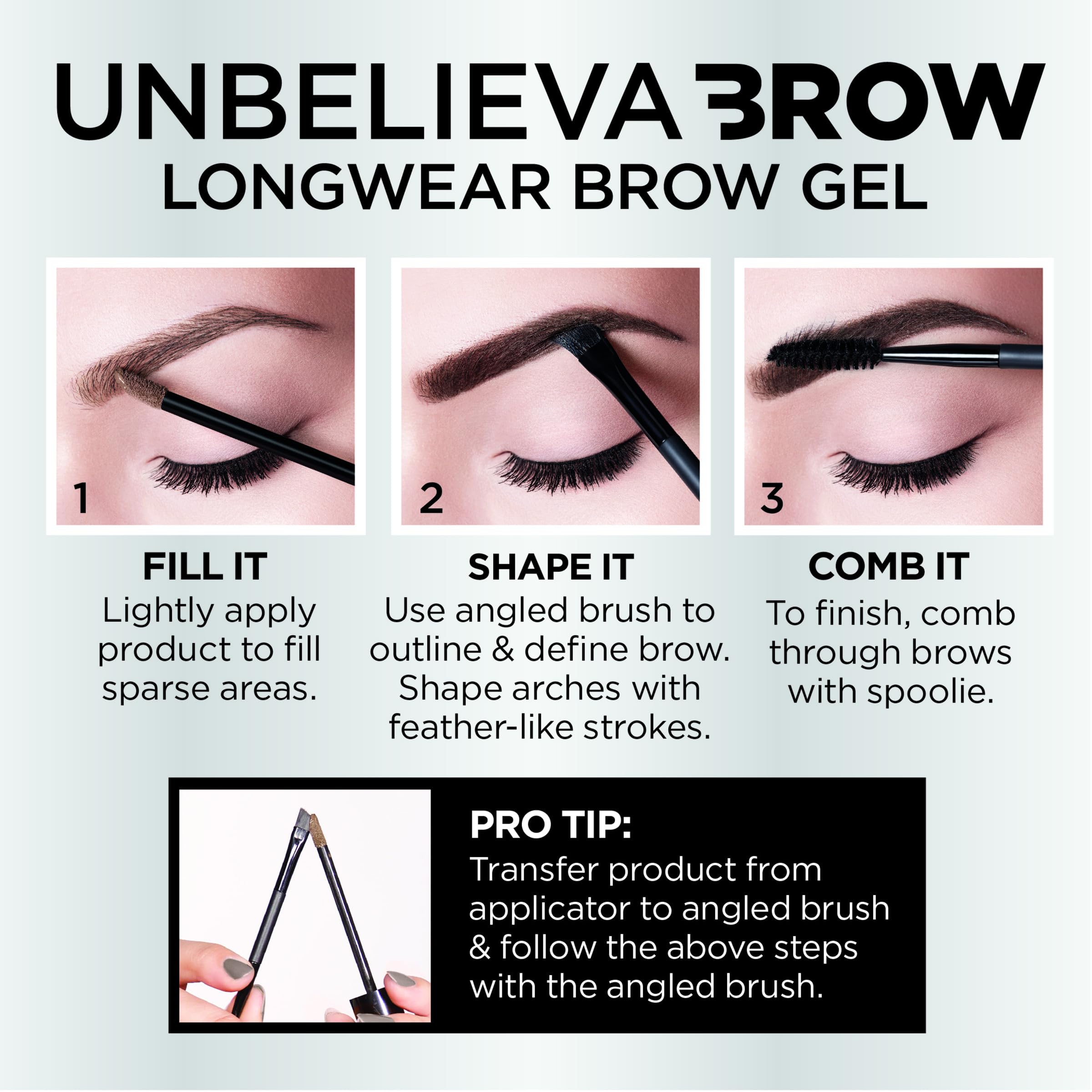 L'Oreal Paris application in hand illustrating quick-dry, easy use benefit