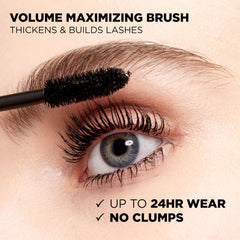L'Oreal Paris mascara swatch showing creamy texture and deep color