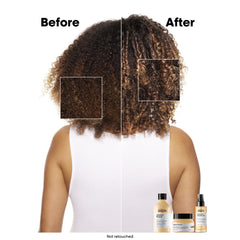 L'Oréal Professionnel pouring refill into bottle reducing plastic waste