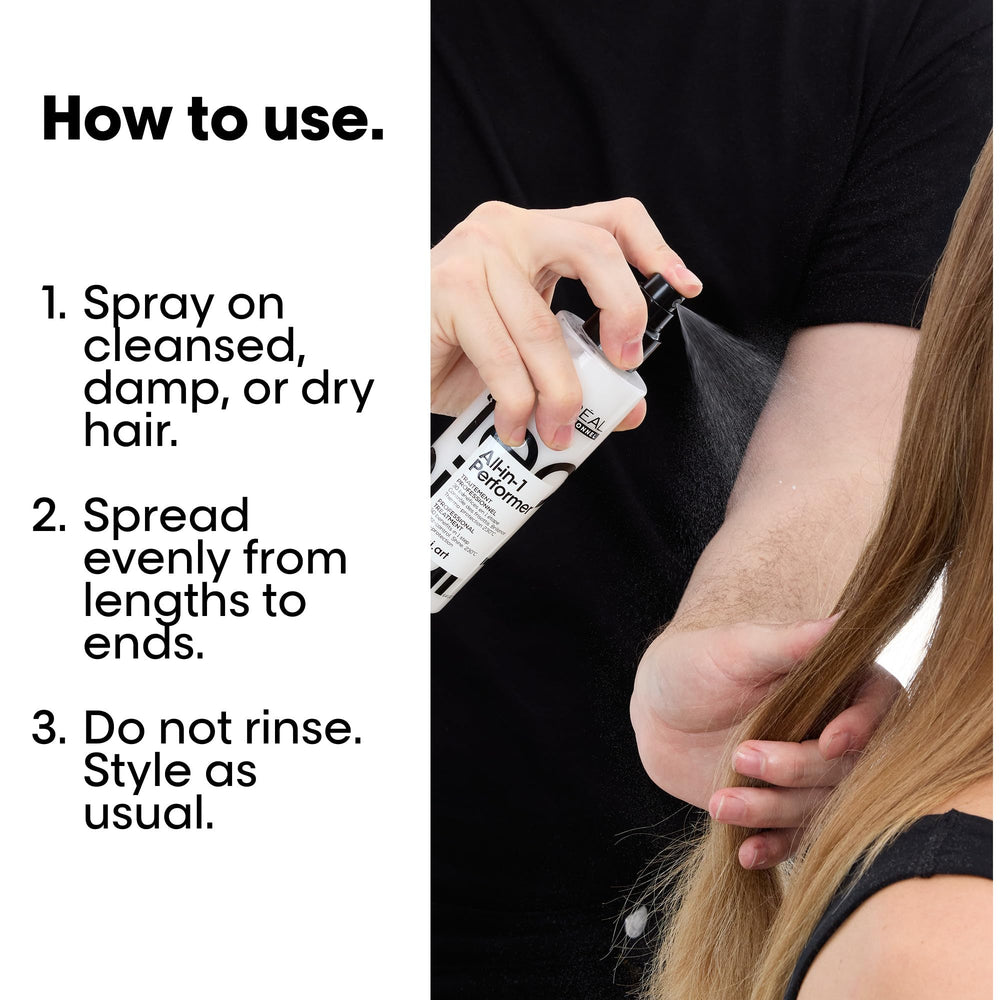 L'Oréal Professionnel bottle in hand to show actual size and travel convenience
