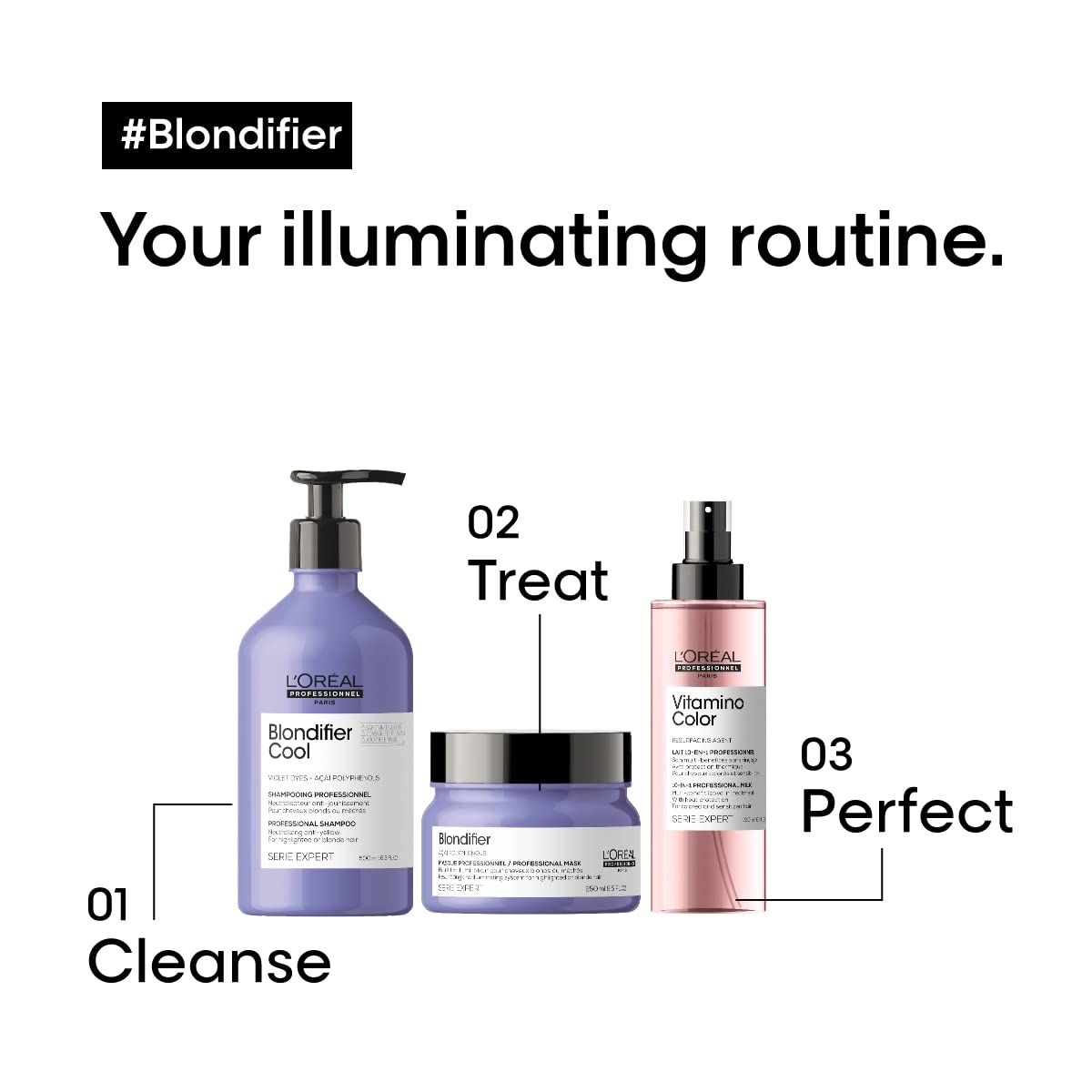 L'Oréal Professionnel Blondifier label close-up highlighting acai ingredient benefit