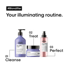 L'Oréal Professionnel Blondifier label close-up highlighting acai ingredient benefit