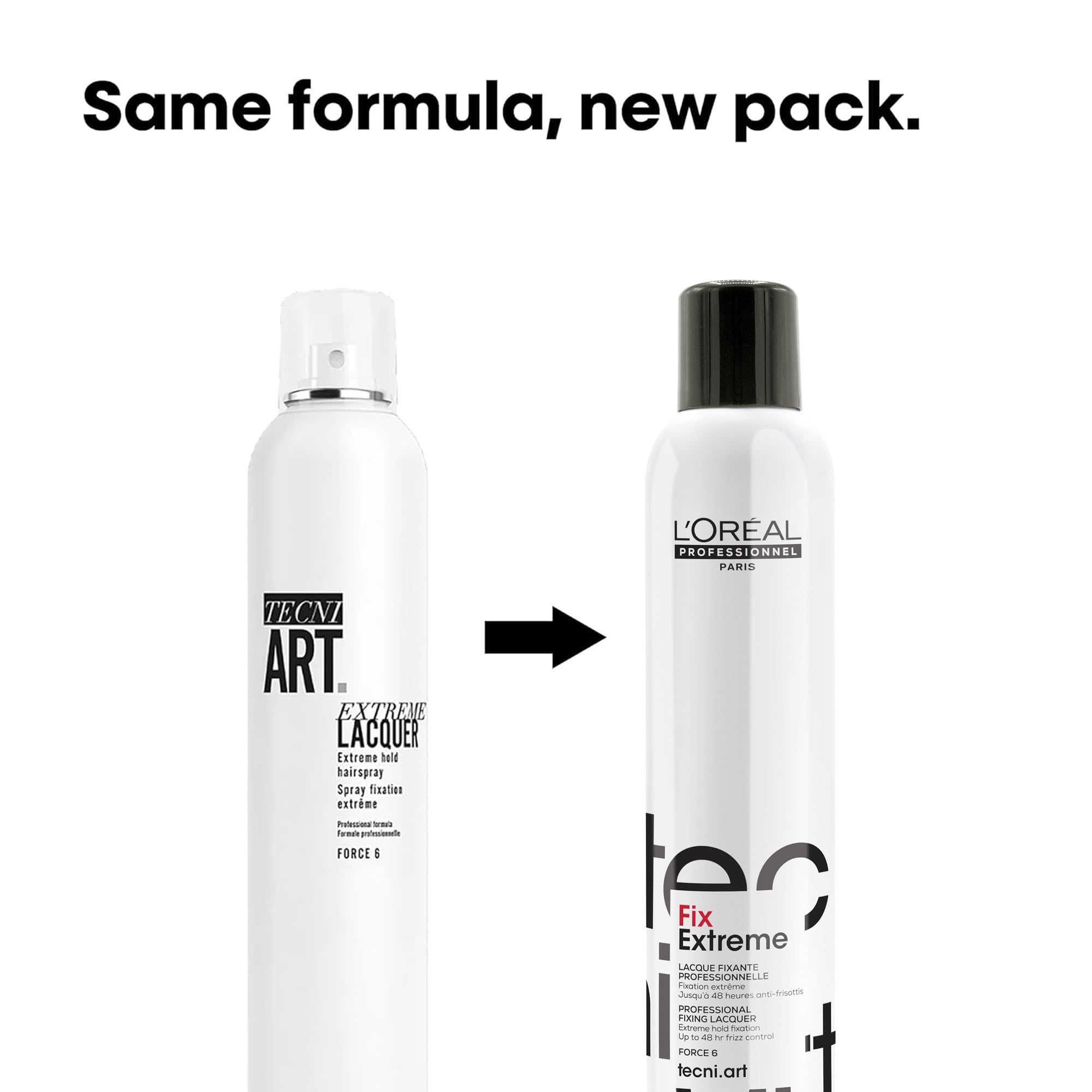 L'Oréal Professionnel aerosol spray pattern demonstrating even mist and fast-drying benefit