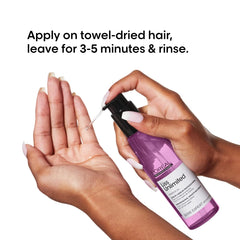L'Oréal Professionnel serum applied during blow-dry for frizz control benefit