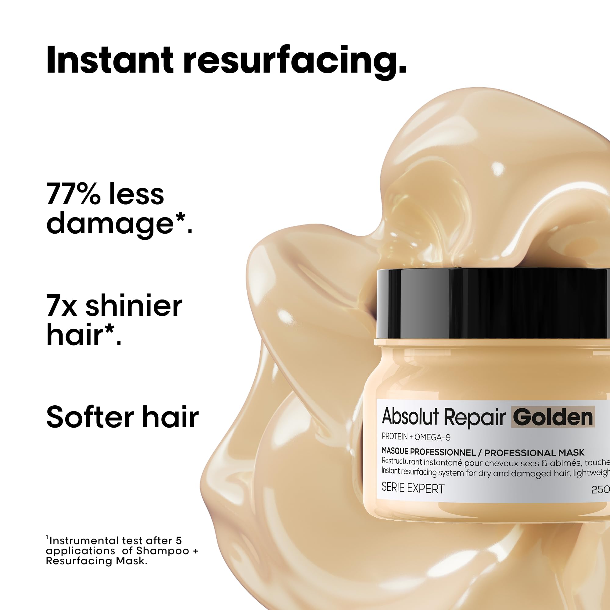 L'Oréal Professionnel mask applied to damp hair in shower showing smoothing action