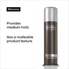 L'Oréal Professionnel pomade being worked between hands for easy application benefit