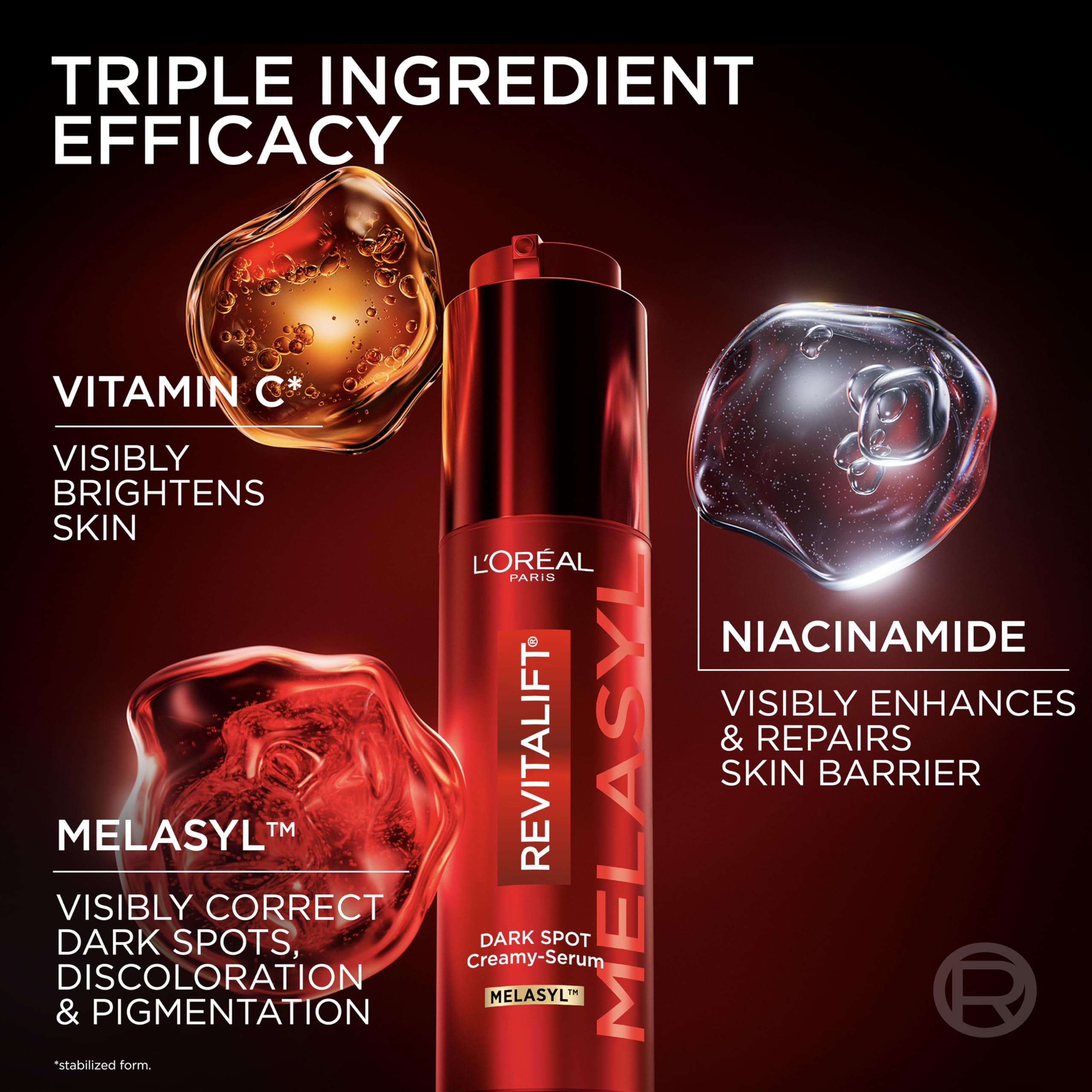L'Oreal Paris applying 3-4 drops to cheek, demonstrates easy daily application