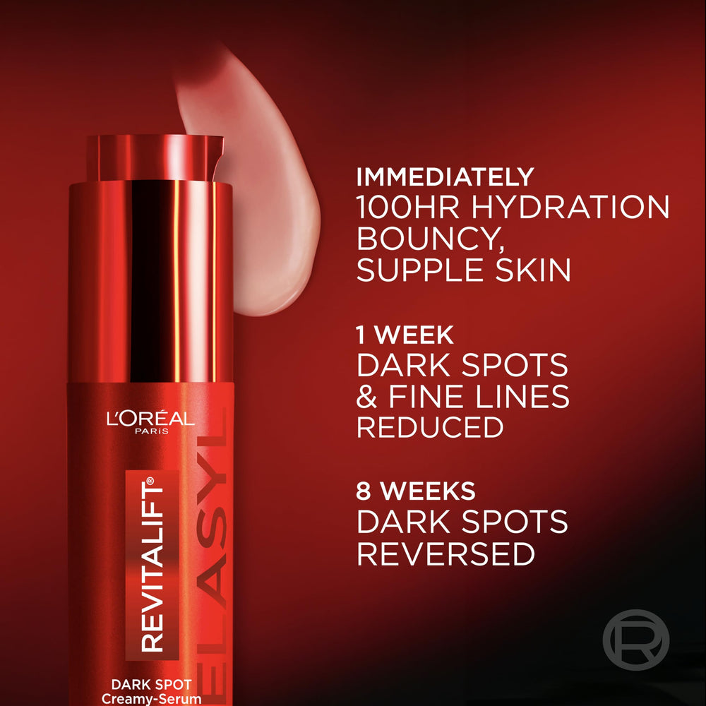 L'Oreal Paris label close-up listing Melasyl, vitamin C, niacinamide benefits