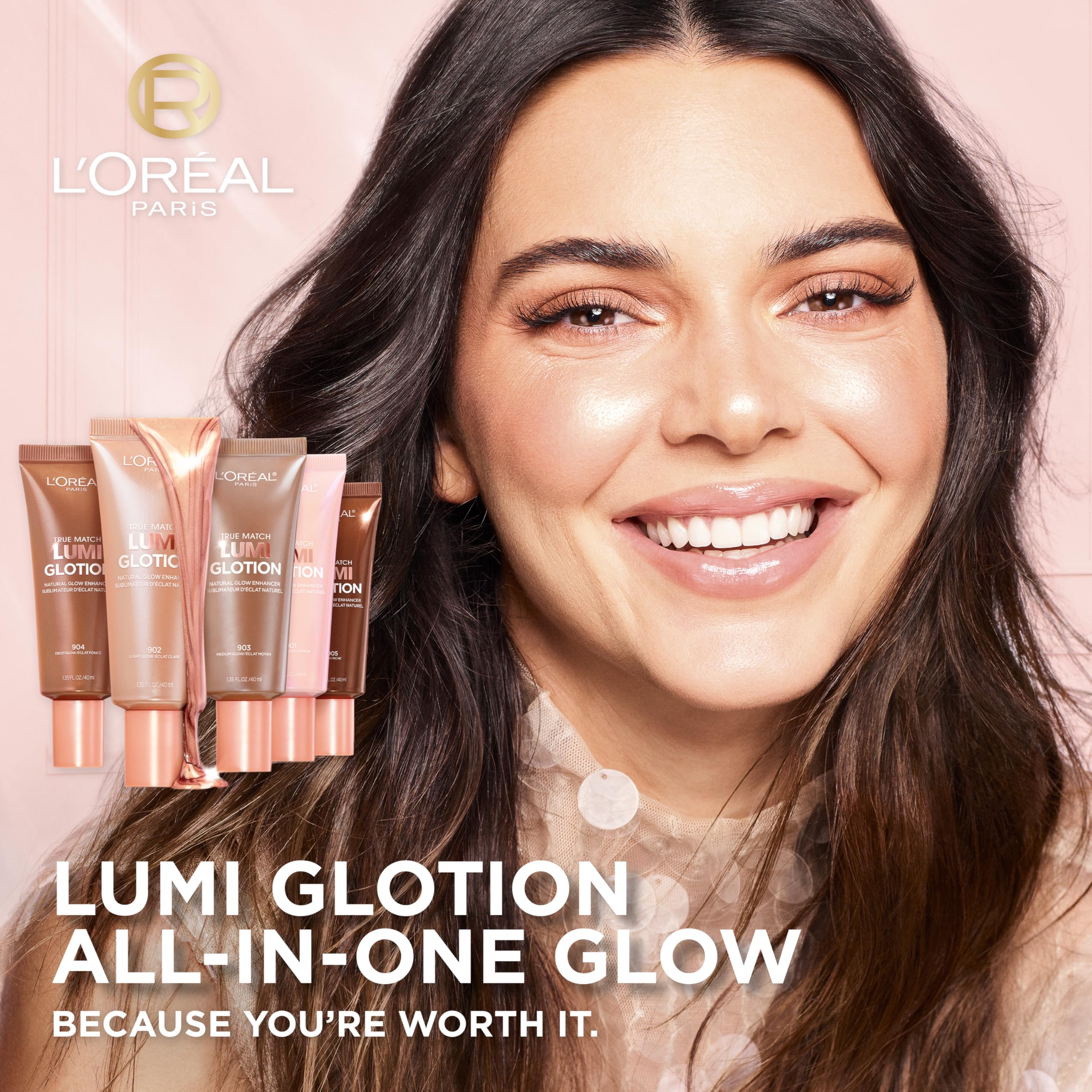 L'Oreal Paris application on cheek showing targeted highlighting benefit