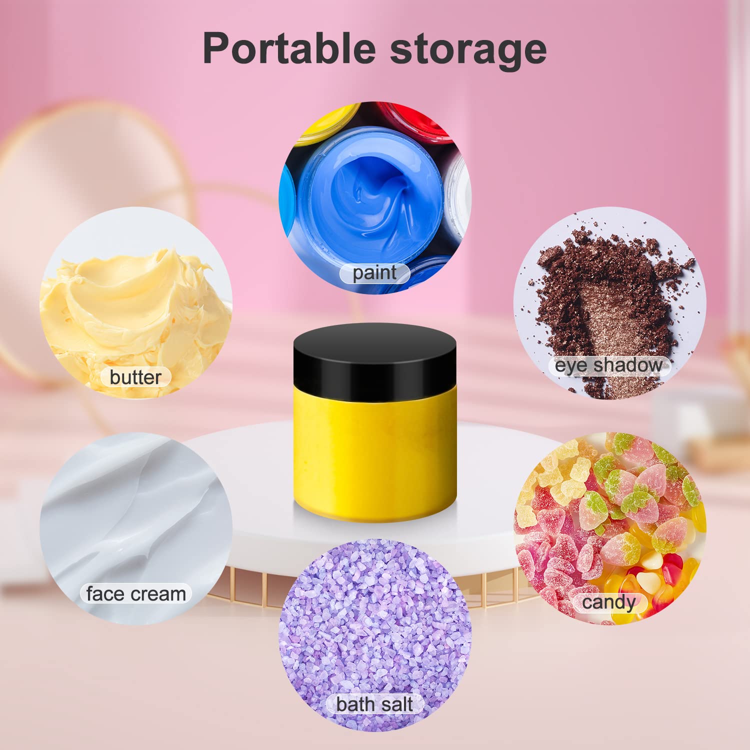 Loretoy jar filled with cream closeup shows product display benefit
